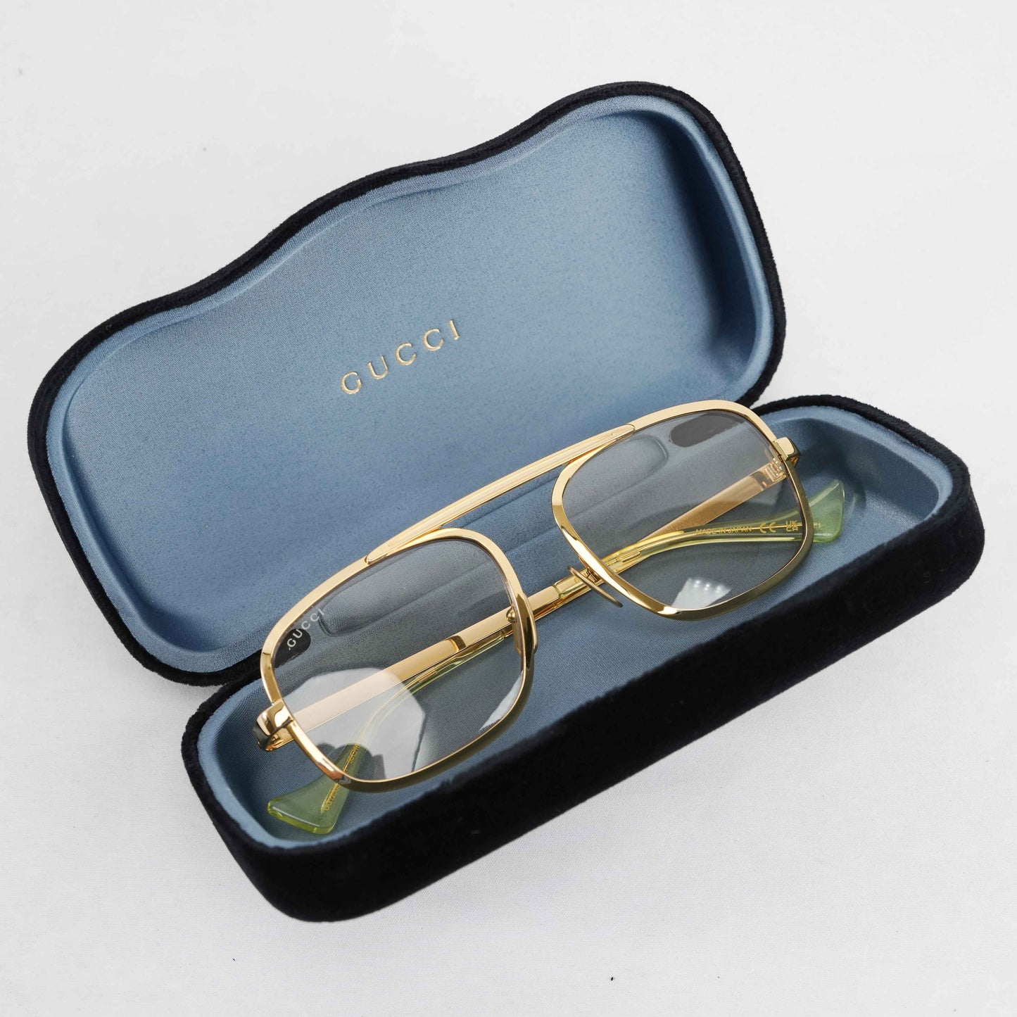 Authentic Gucci GG1250S 001 Gold Metal Aviator Eyeglasses