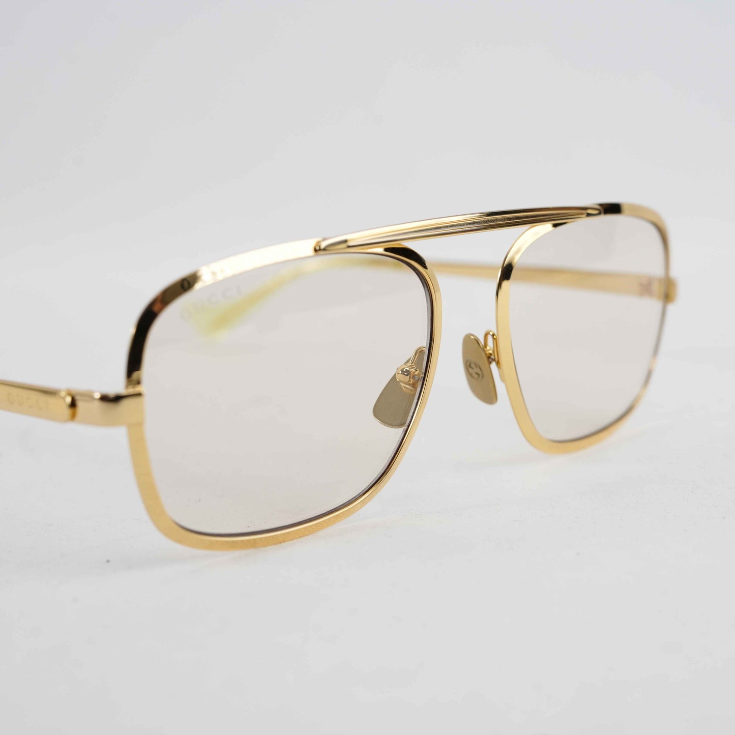 Authentic Gucci GG1250S 001 Gold Metal Aviator Eyeglasses