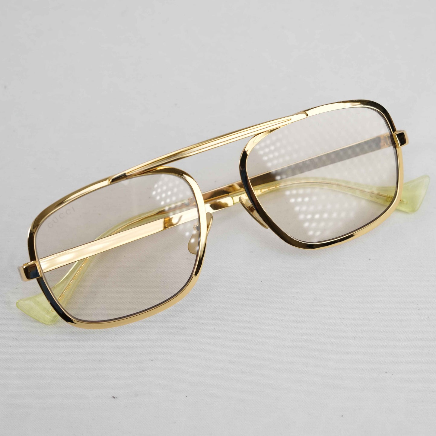 Authentic Gucci GG1250S 001 Gold Metal Aviator Eyeglasses