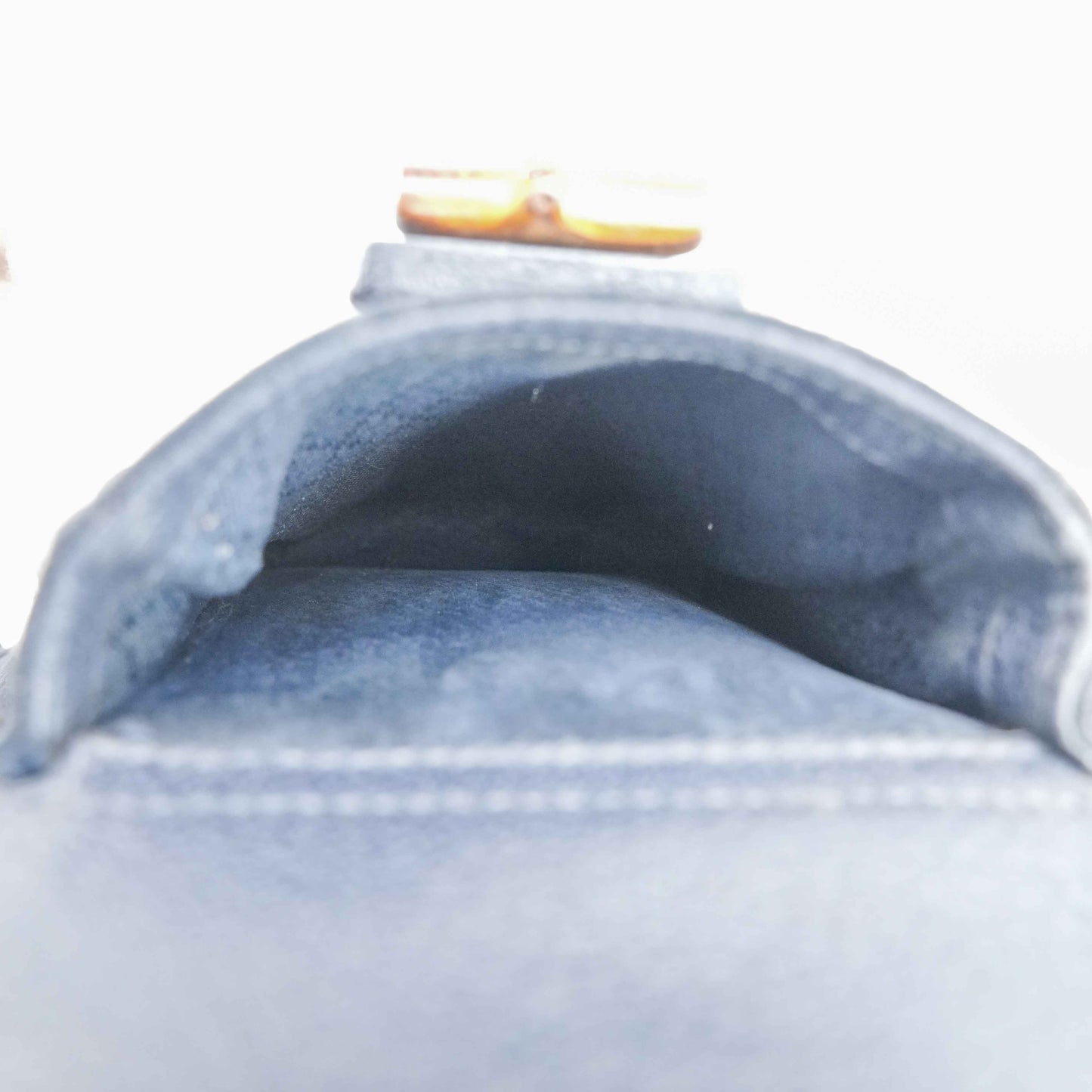 Gucci Vintage Bamboo/Leather &amp; Suede Backpack in Navy Blue