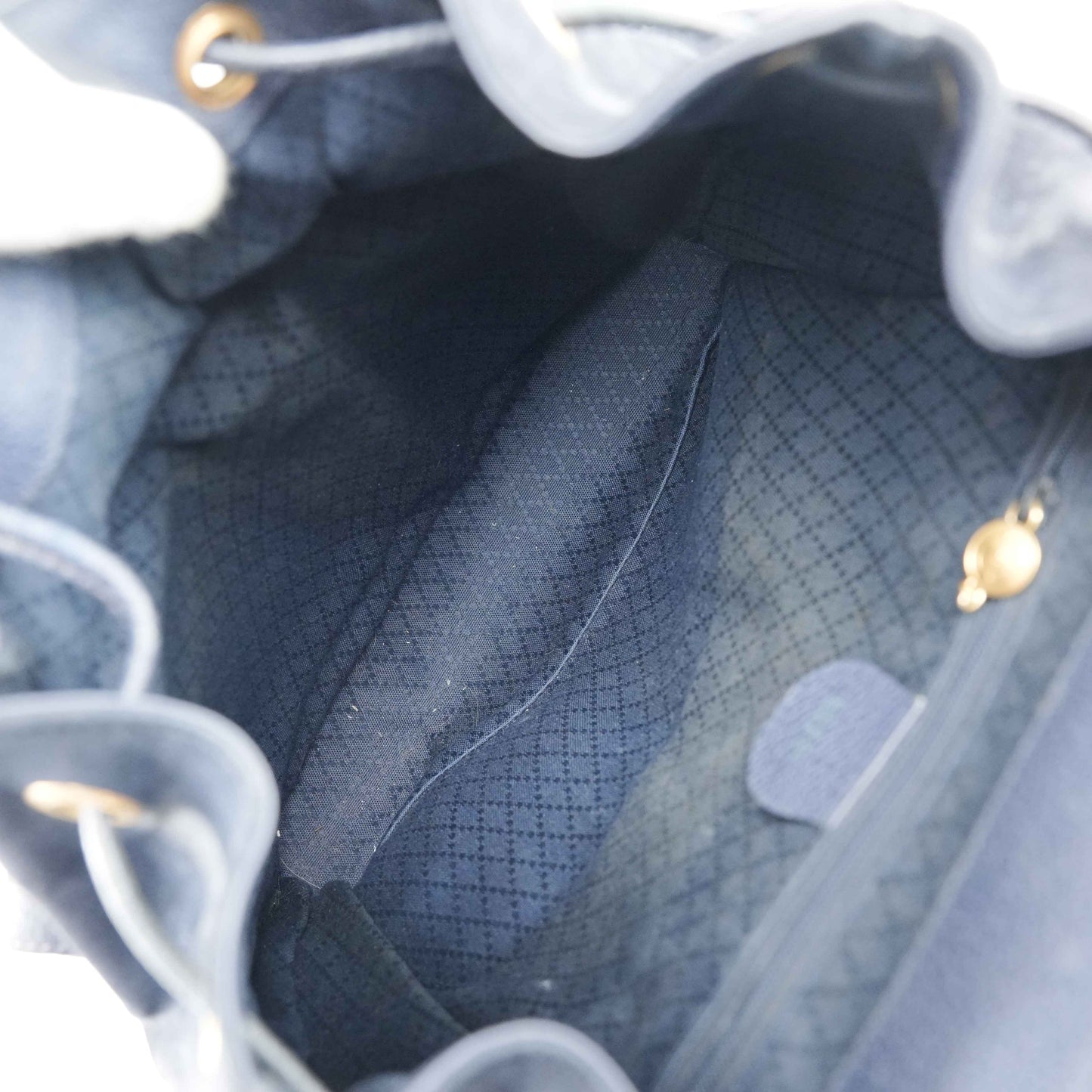 Gucci Vintage Bamboo/Leather &amp; Suede Backpack in Navy Blue