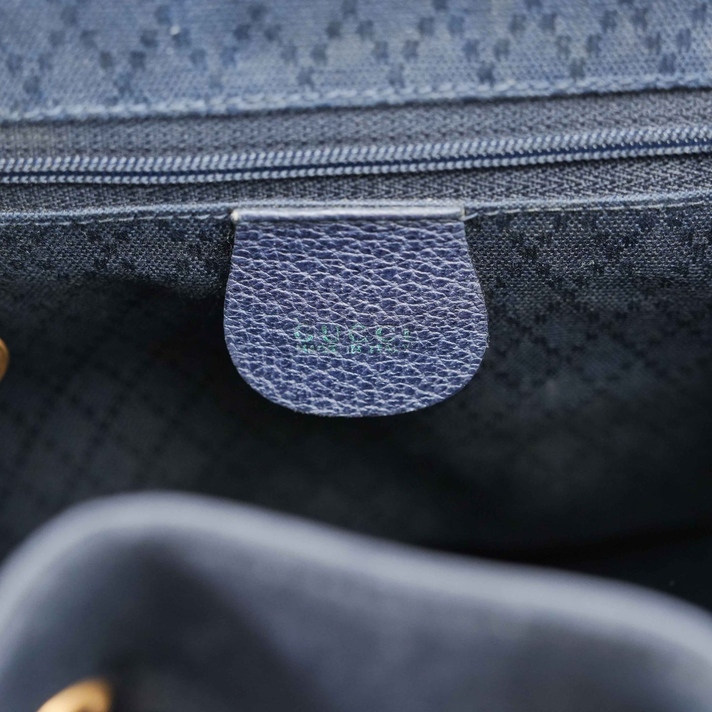 Gucci Vintage Bamboo/Leather &amp; Suede Backpack in Navy Blue