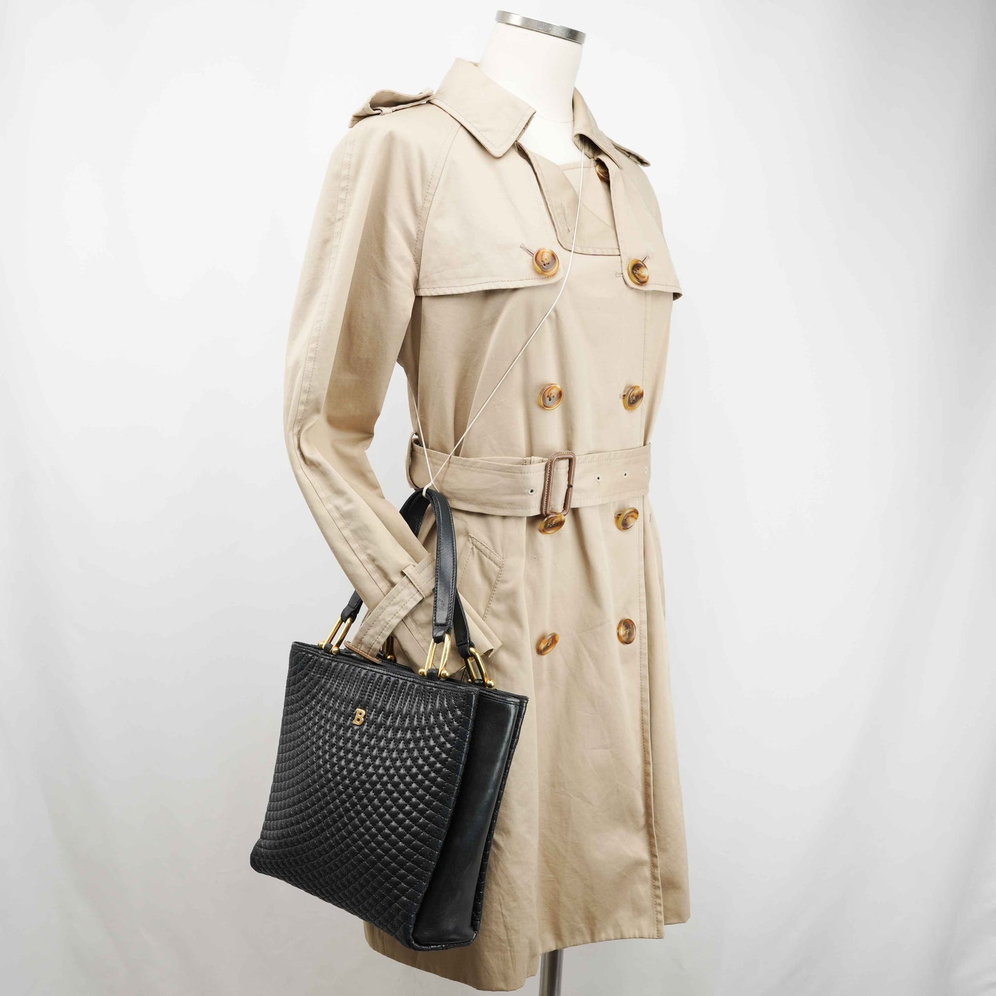 Authentic Bally Quilted Leather Tote Bag with Tassel