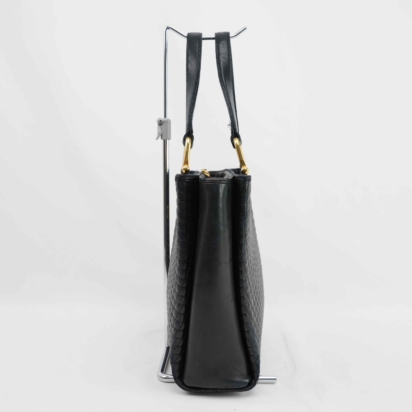 Authentic Bally Quilted Leather Tote Bag with Tassel