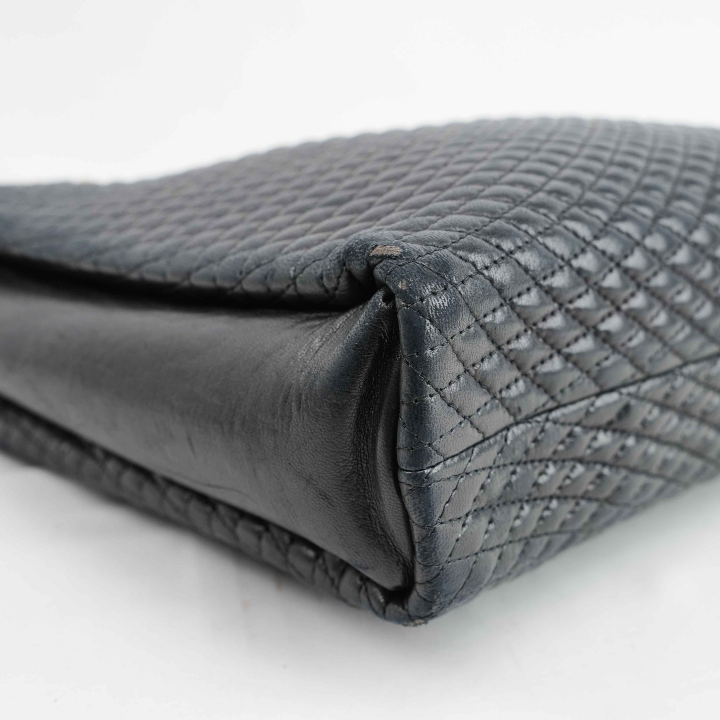 Authentic Bally Quilted Leather Tote Bag with Tassel