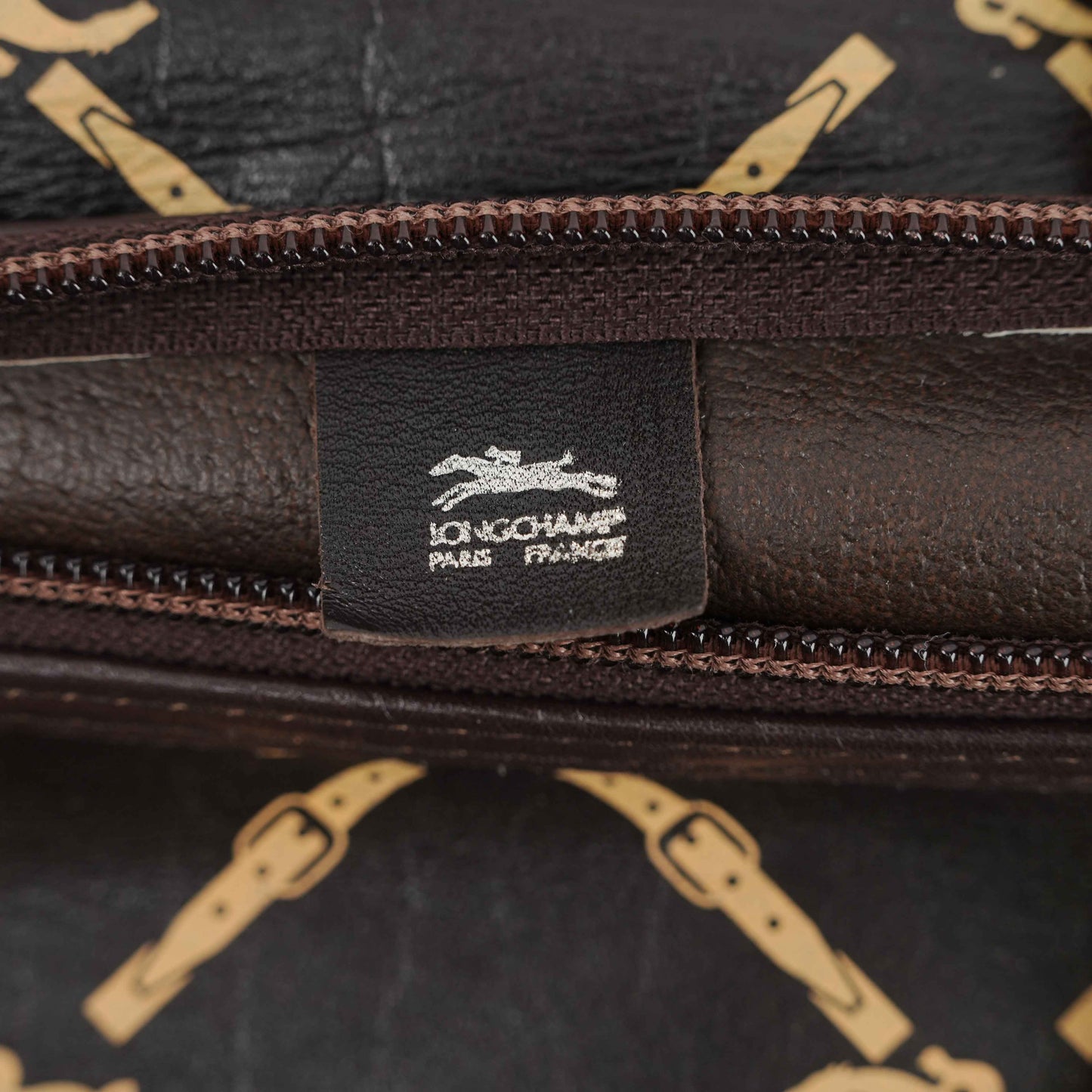 Authentic Longchamp Vintage Monogram Leather Boston Bag