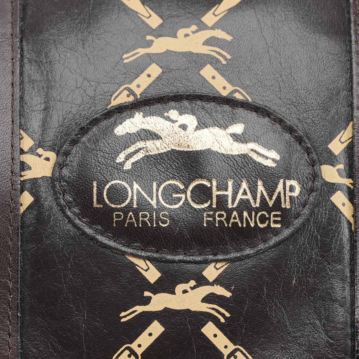 Authentic Longchamp Vintage Monogram Leather Boston Bag