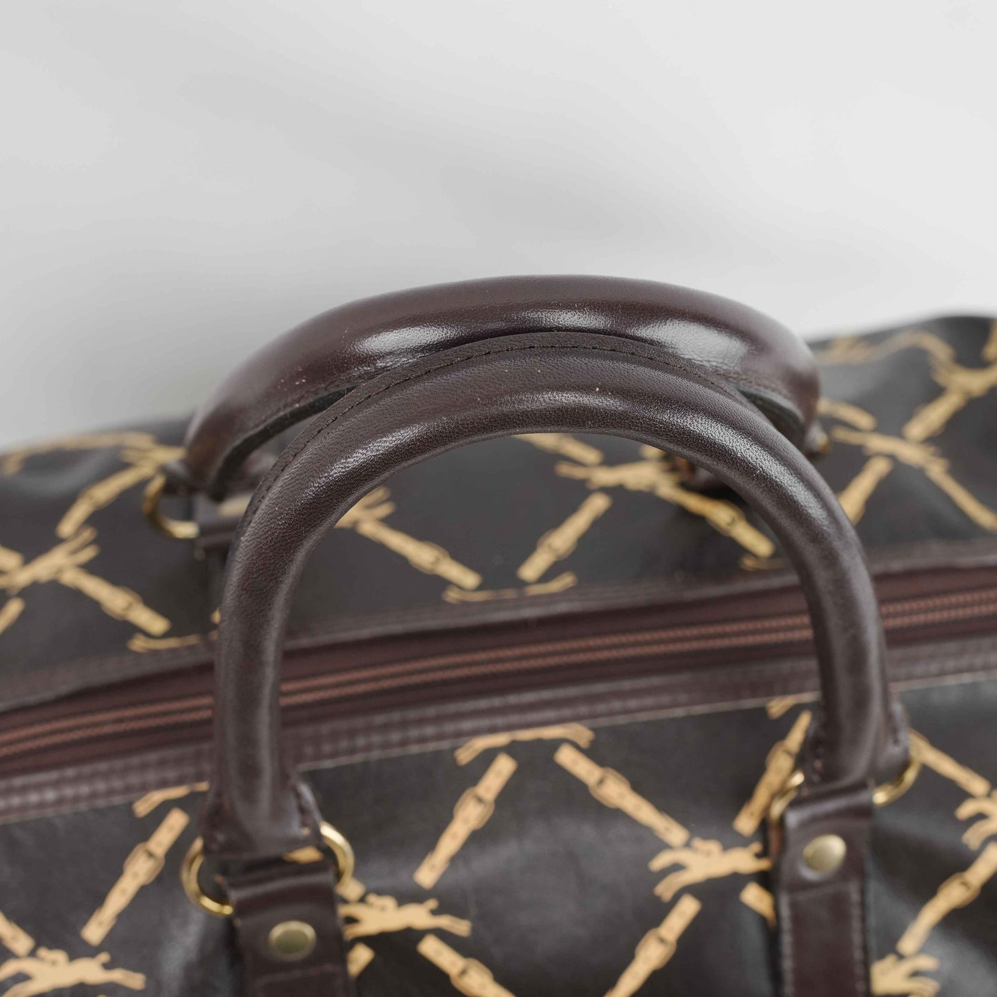 Authentic Longchamp Vintage Monogram Leather Boston Bag