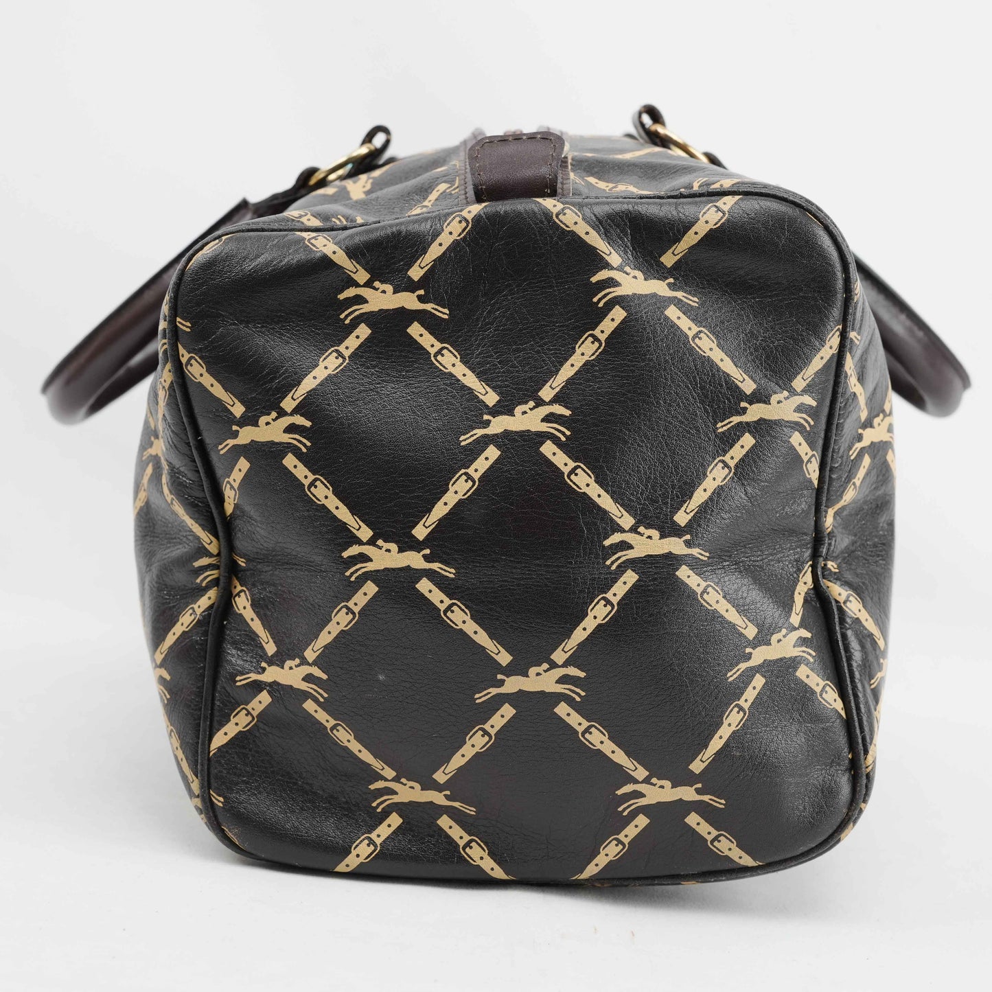 Authentic Longchamp Vintage Monogram Leather Boston Bag