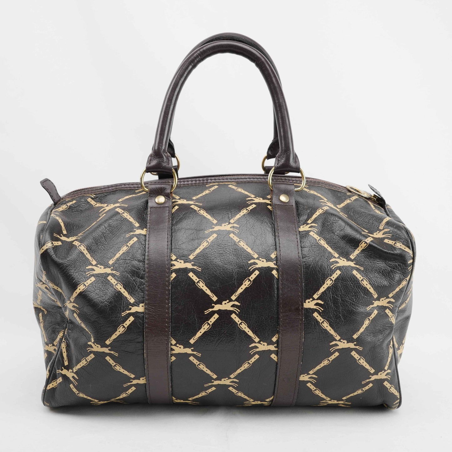 Authentic Longchamp Vintage Monogram Leather Boston Bag