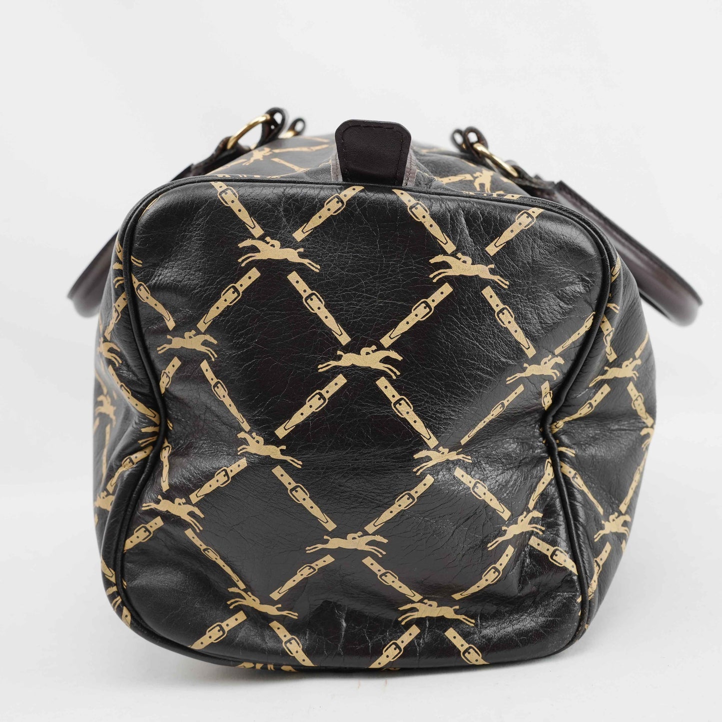 Authentic Longchamp Vintage Monogram Leather Boston Bag