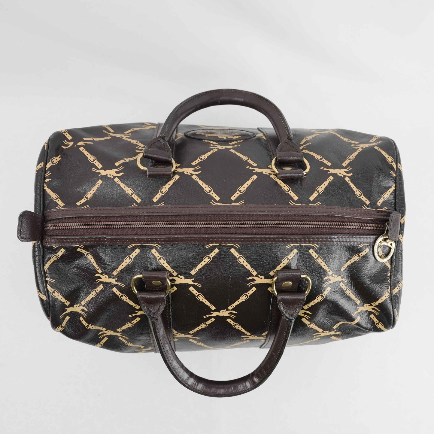 Authentic Longchamp Vintage Monogram Leather Boston Bag