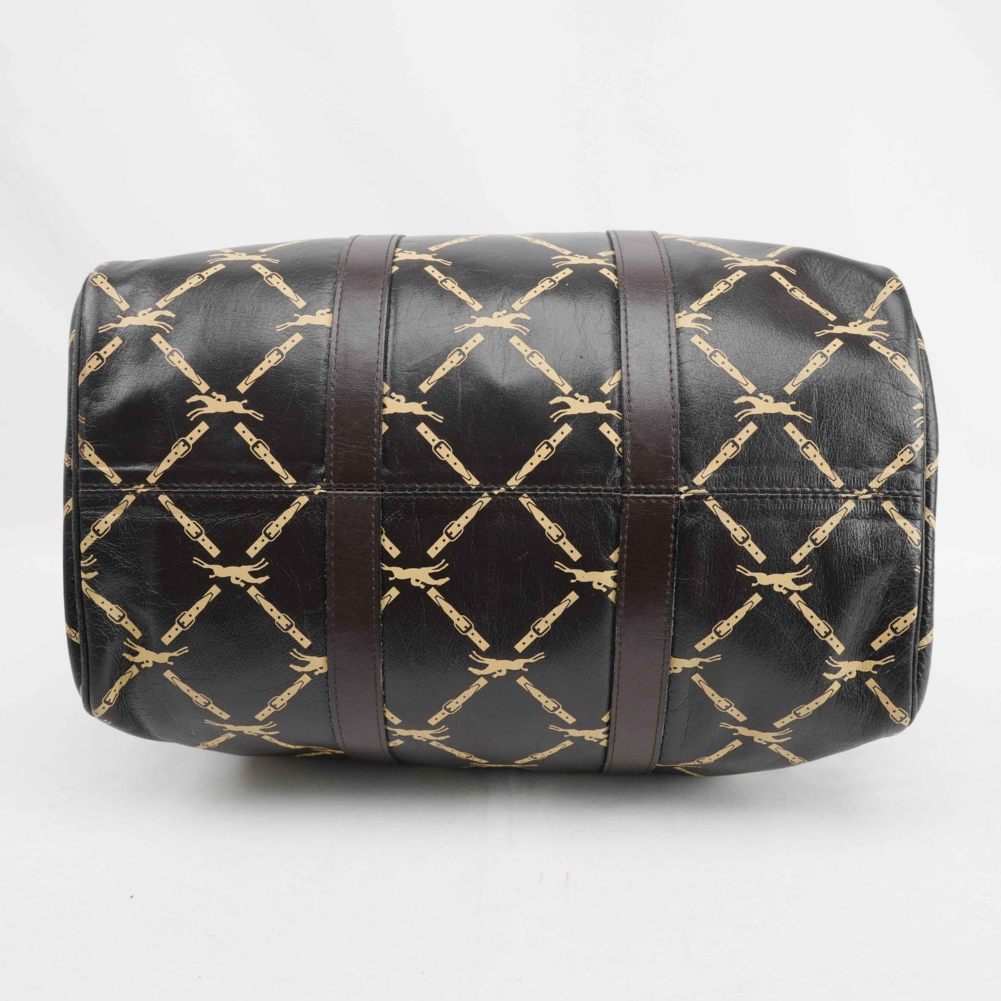 Authentic Longchamp Vintage Monogram Leather Boston Bag