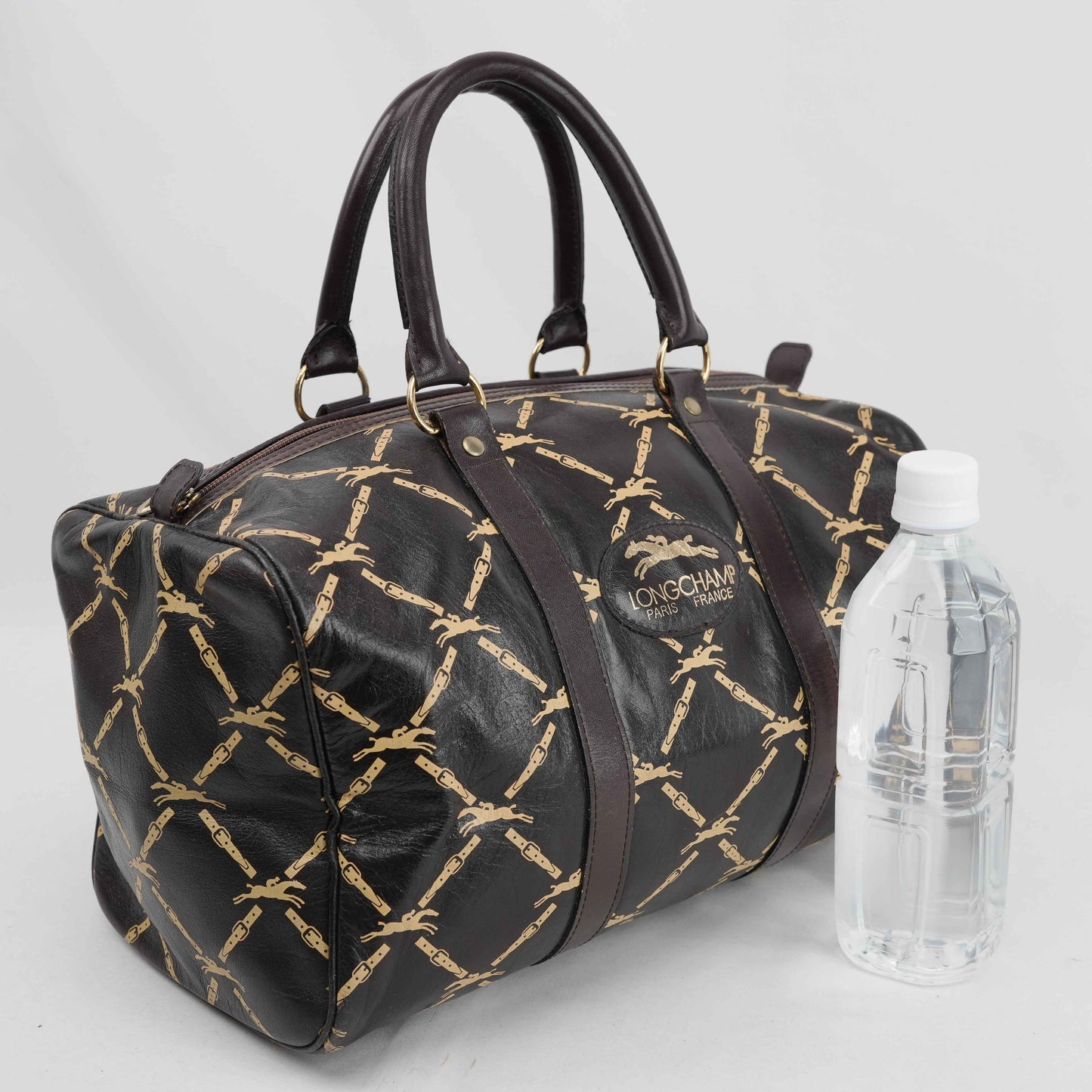 Authentic Longchamp Vintage Monogram Leather Boston Bag