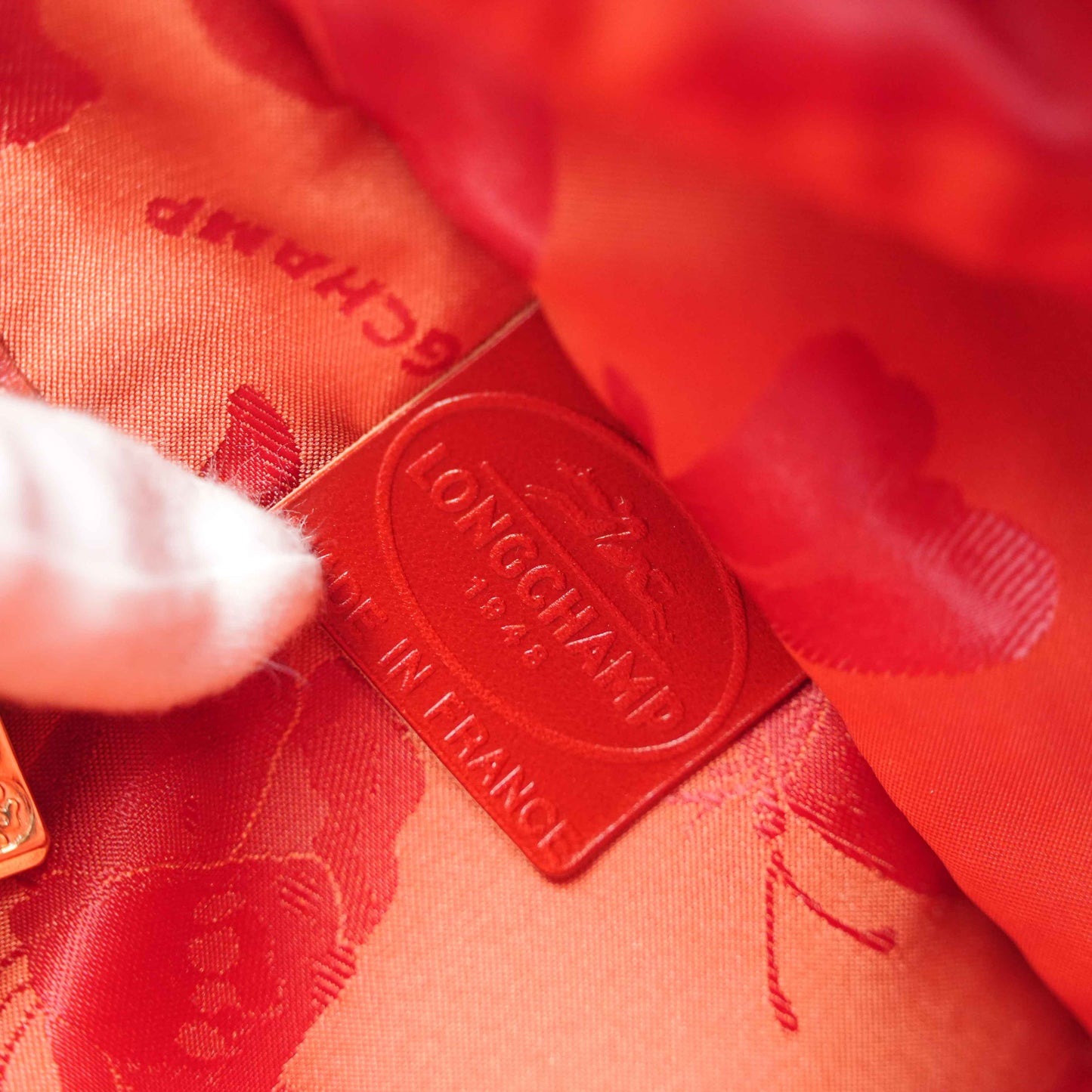 Authentic Longchamp Red Woven Leather Tote Bag