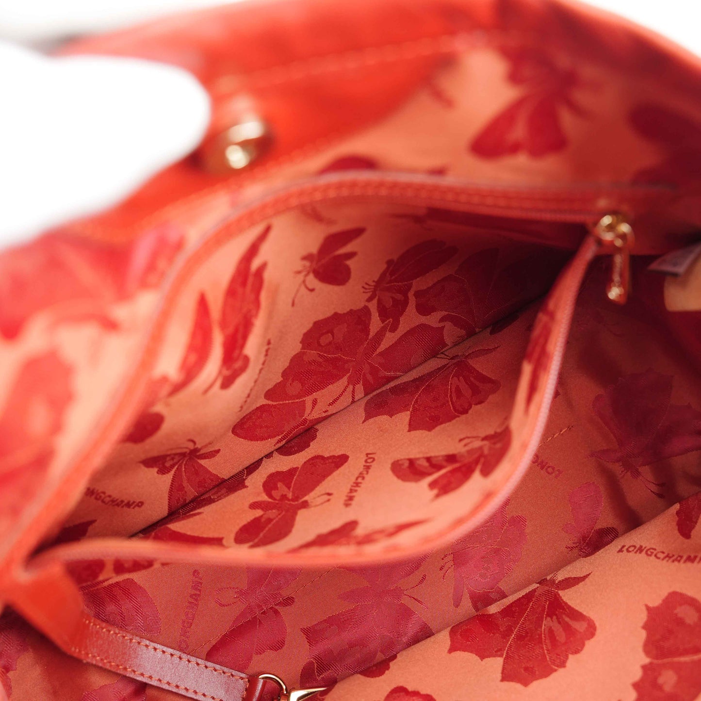 Authentic Longchamp Red Woven Leather Tote Bag