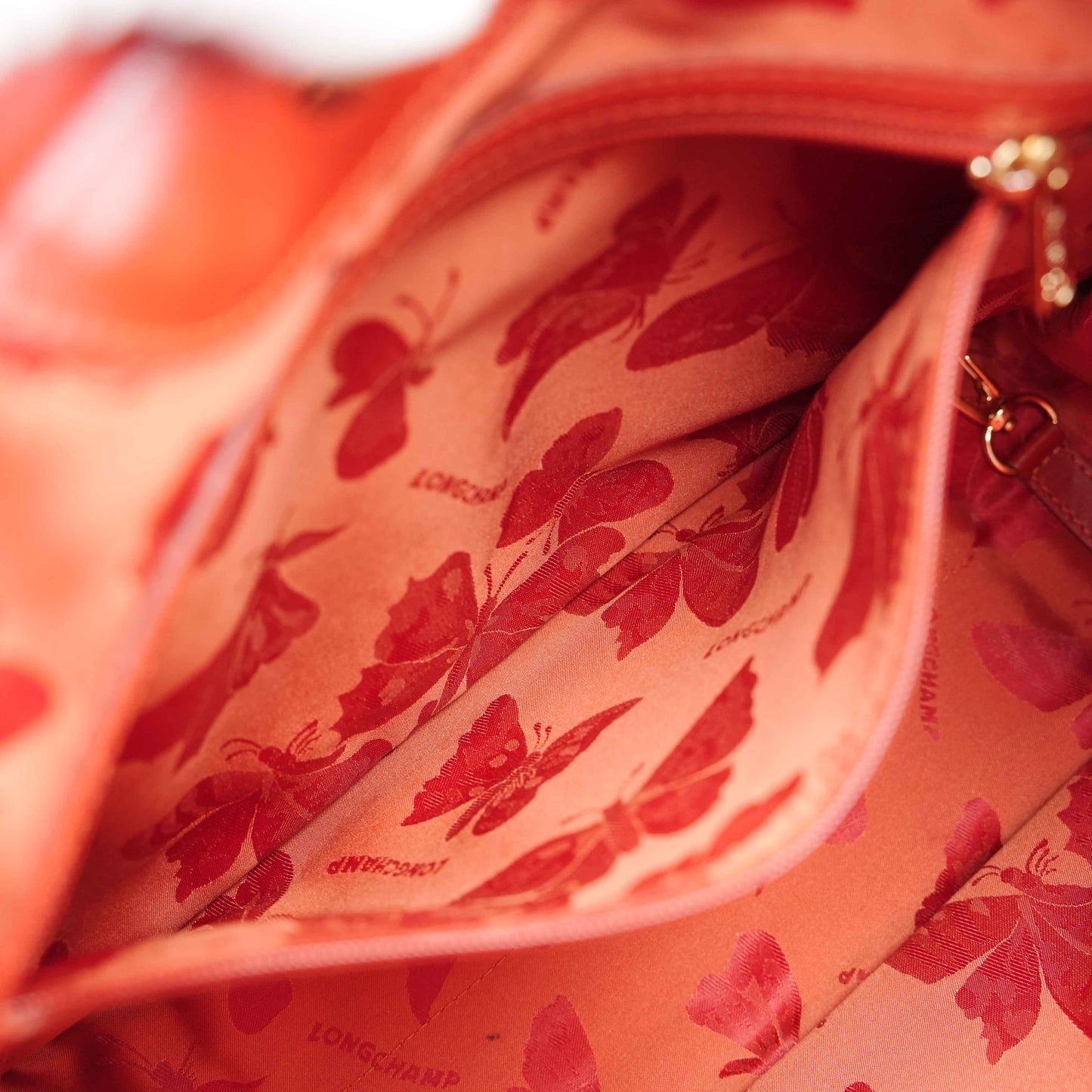 Authentic Longchamp Red Woven Leather Tote Bag