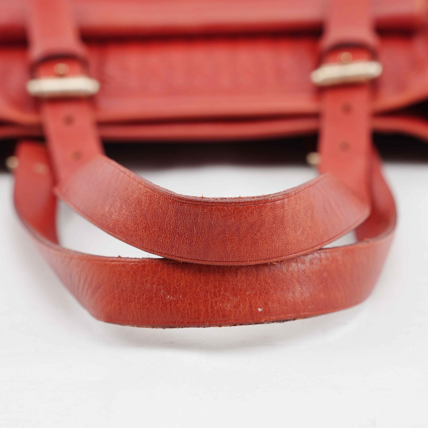 Authentic Longchamp Red Woven Leather Tote Bag