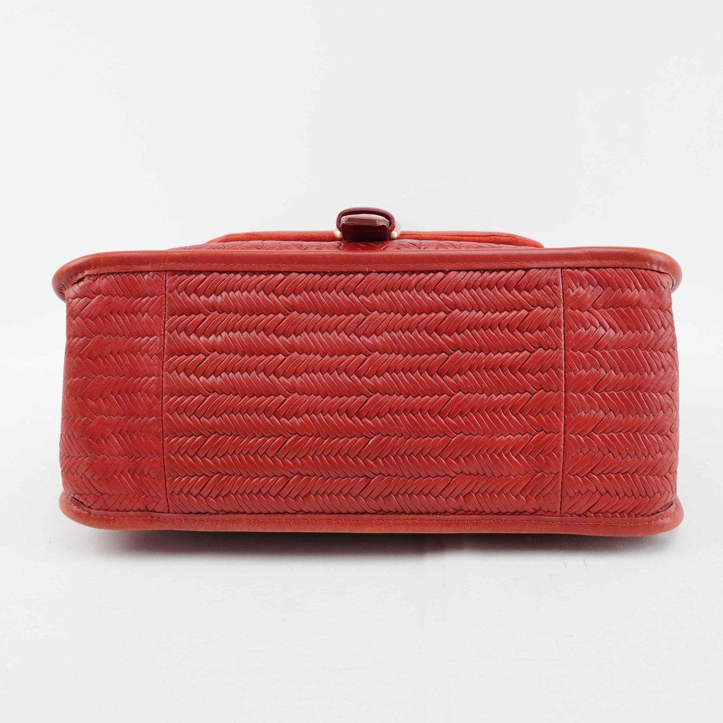 Authentic Longchamp Red Woven Leather Tote Bag