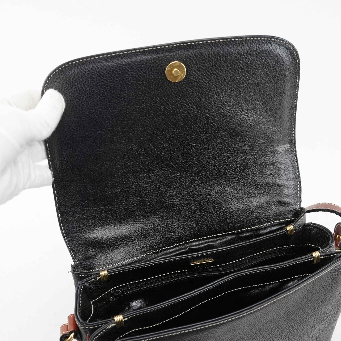 Authentic Bally Two-Tone Leather Crossbody Bag