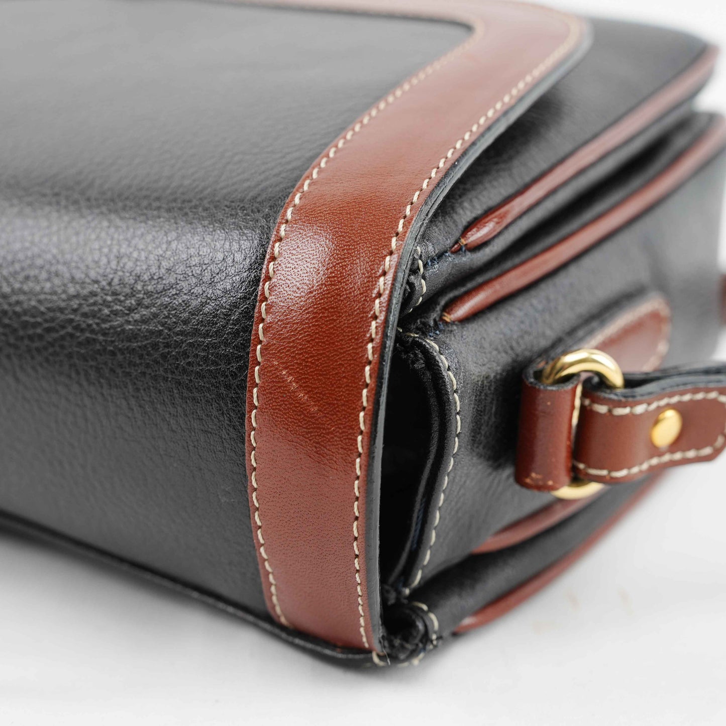 Authentic Bally Two-Tone Leather Crossbody Bag