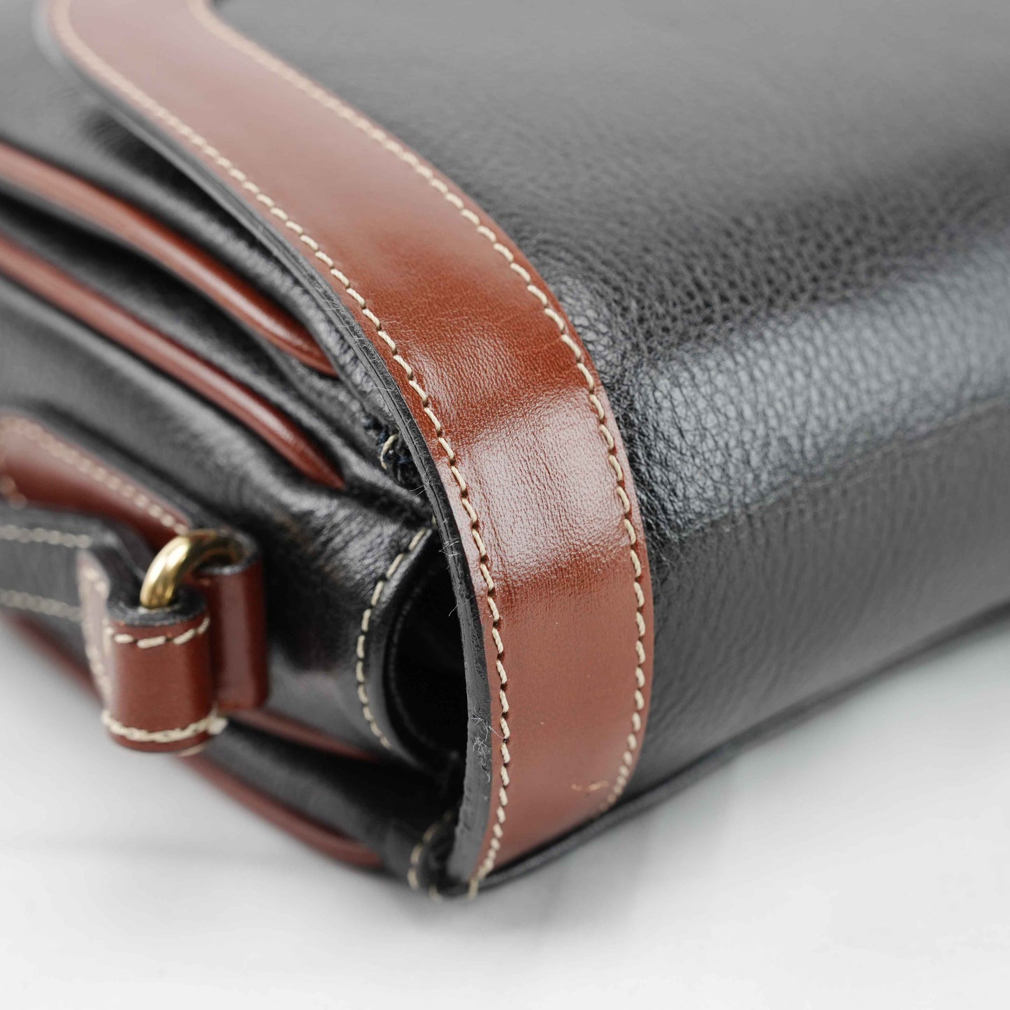 Authentic Bally Two-Tone Leather Crossbody Bag