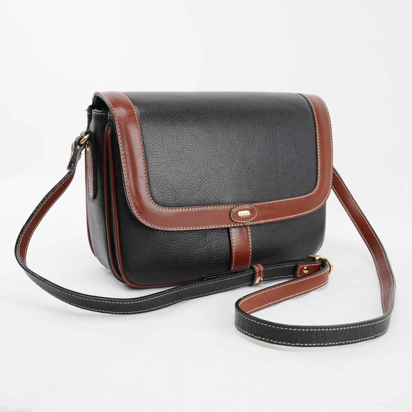 Authentic Bally Two-Tone Leather Crossbody Bag