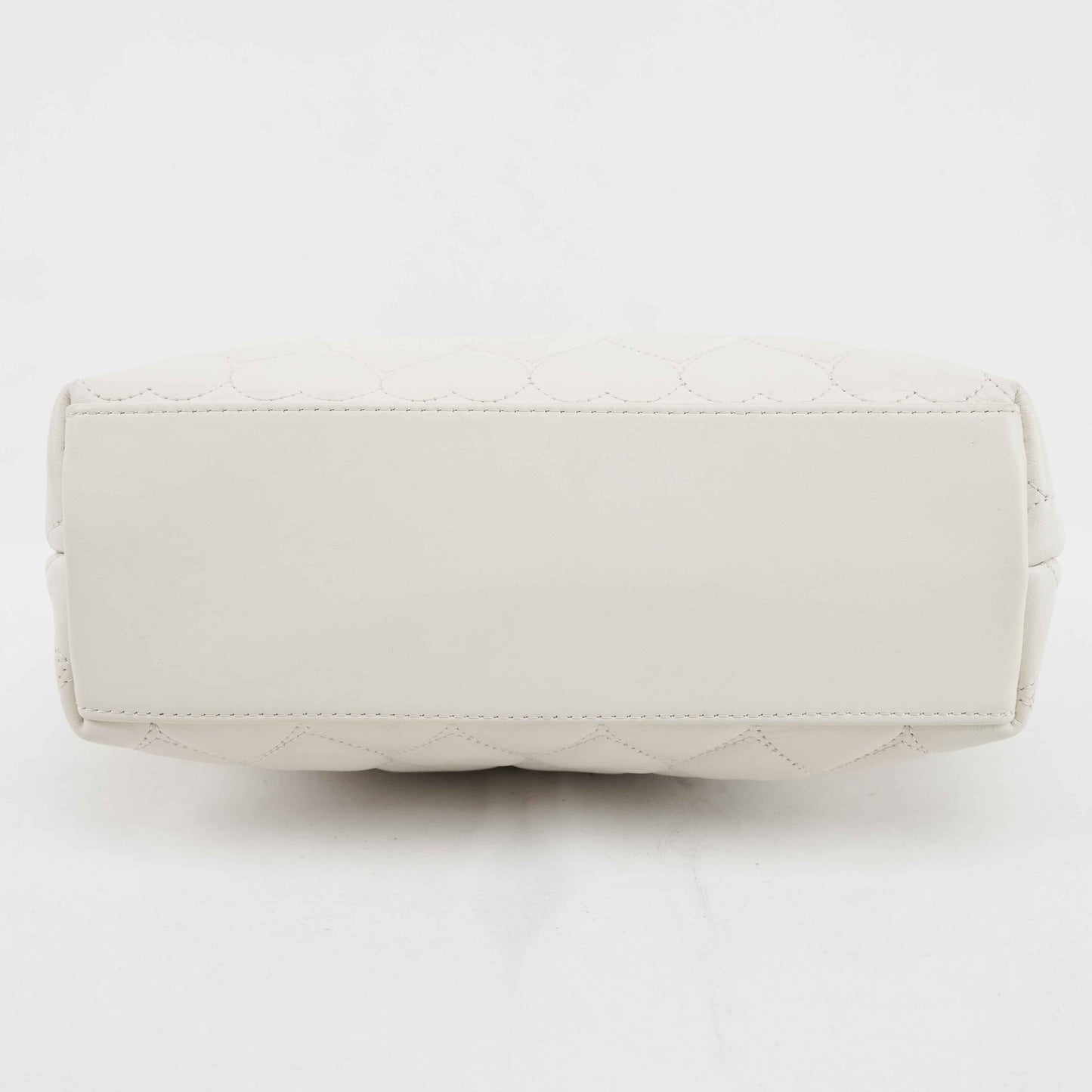 Authentic MOSCHINO - White Quilted Leather Shoulder Bag with Chain Strap