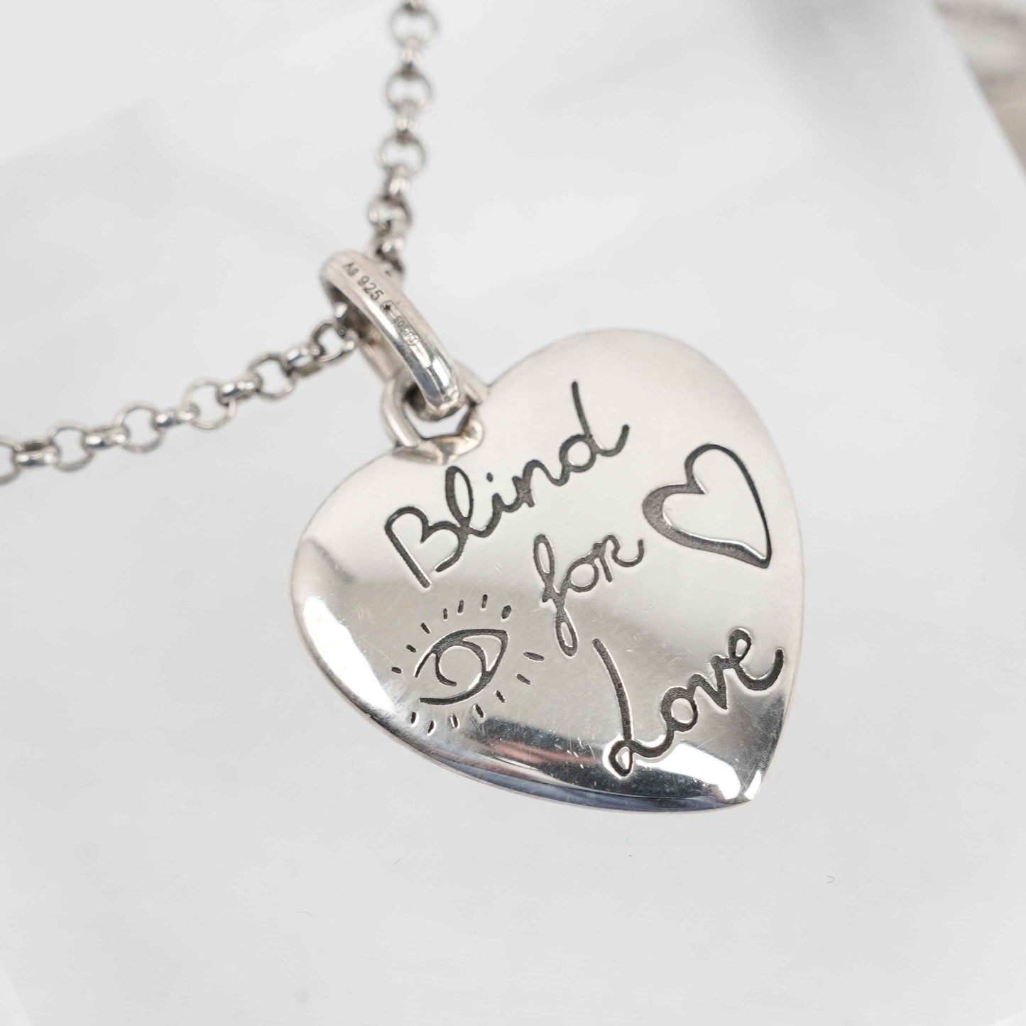 Gucci - "Blind for Love" Heart Pendant Necklace - Sterling Silver