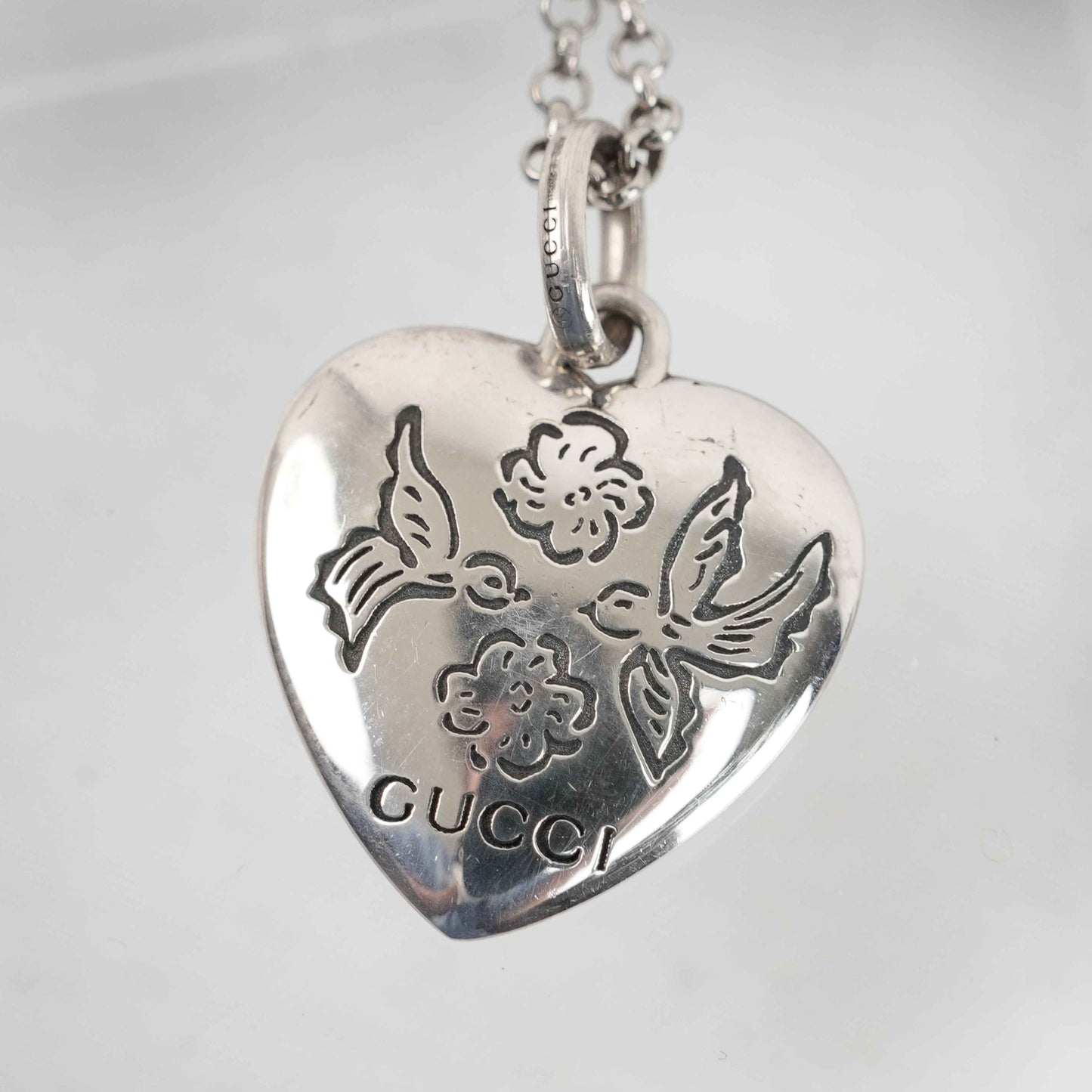 Gucci - "Blind for Love" Heart Pendant Necklace - Sterling Silver