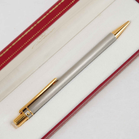 Cartier Must de Cartier Ballpoint Pen – Silver & Gold-Tone – Late 1980s to Early 1990s – With Original Case
