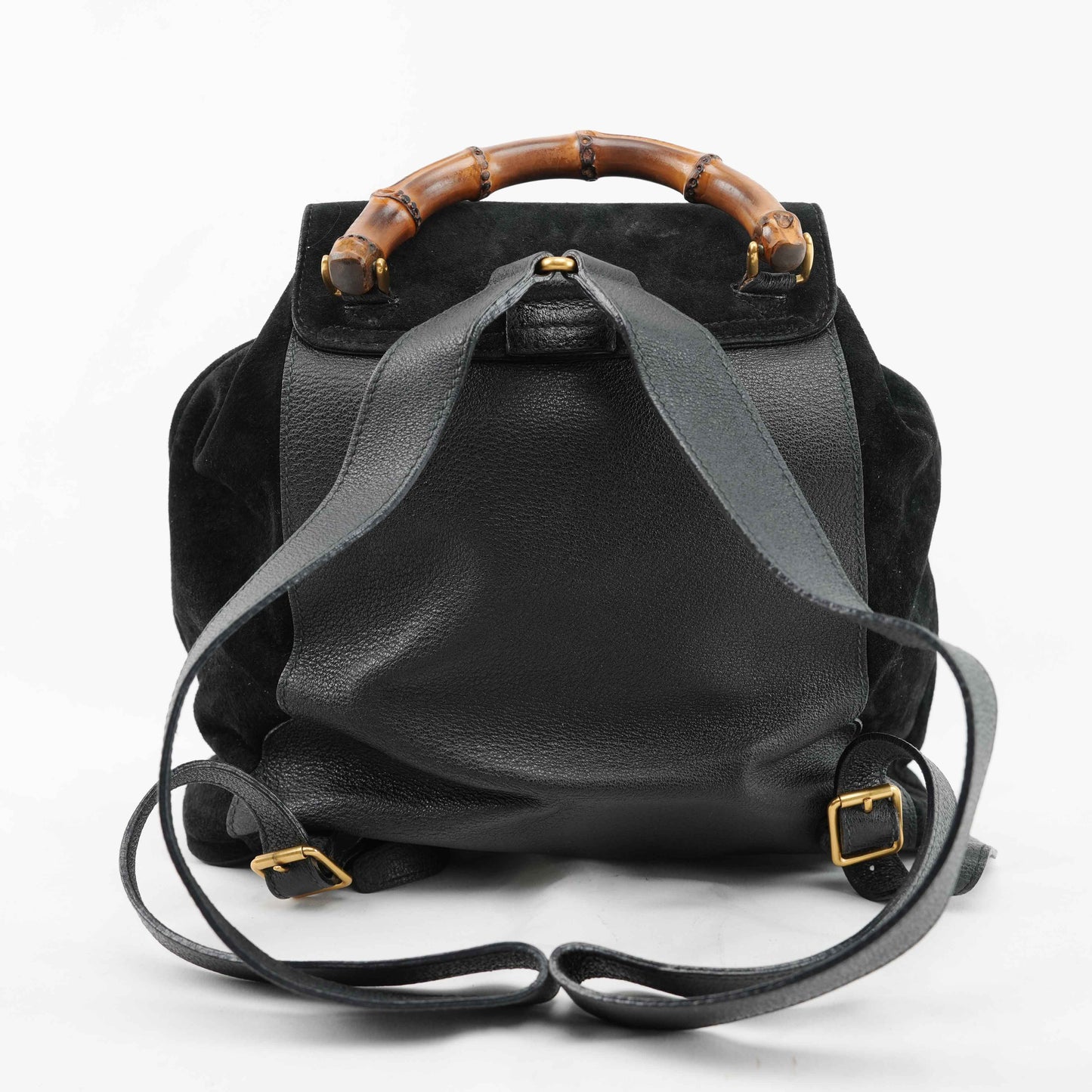 Gucci Vintage Bamboo/Leather & Suede Backpack in Black