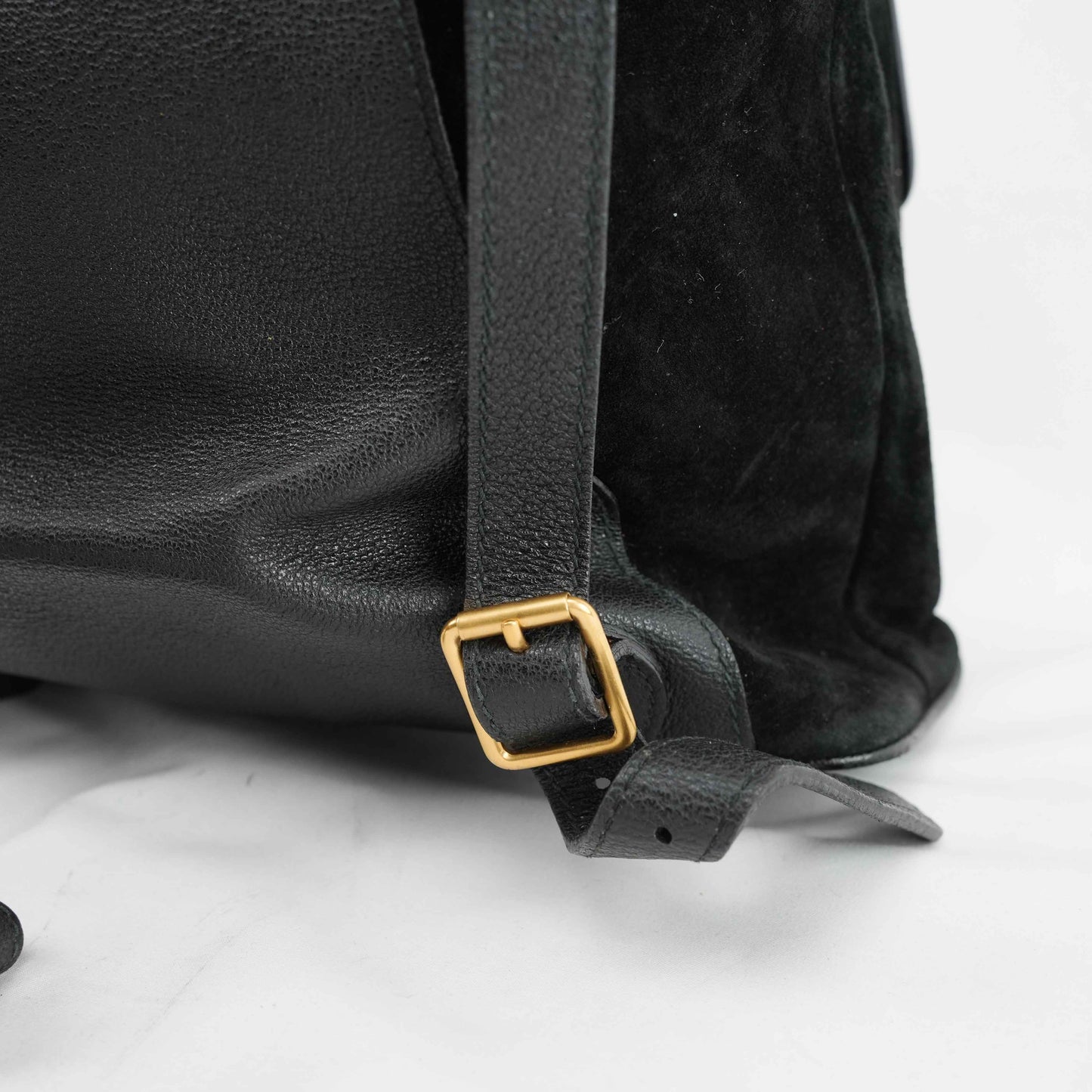 Gucci Vintage Bamboo/Leather & Suede Backpack in Black