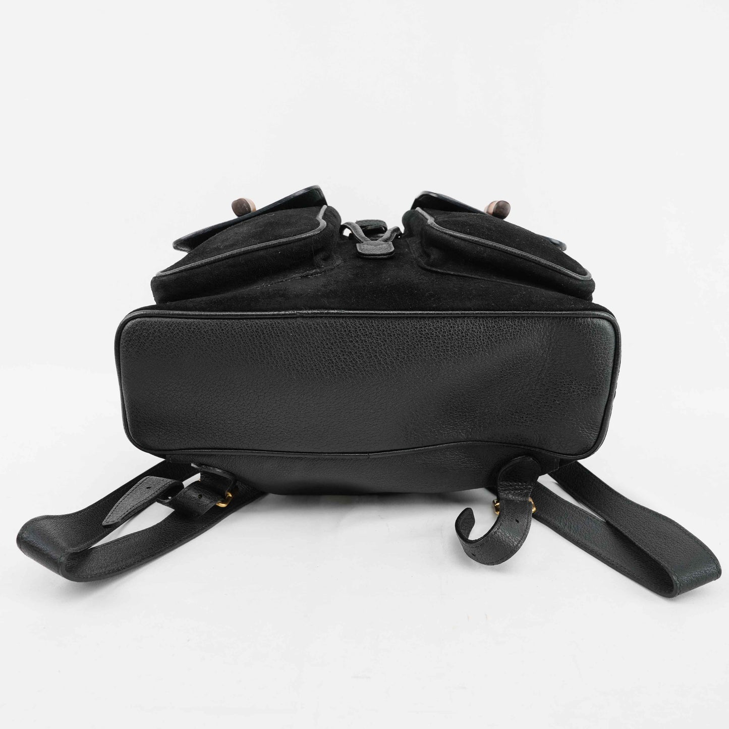 Gucci Vintage Bamboo/Leather & Suede Backpack in Black