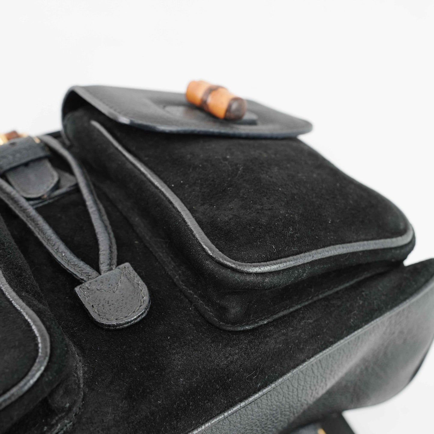 Gucci Vintage Bamboo/Leather & Suede Backpack in Black