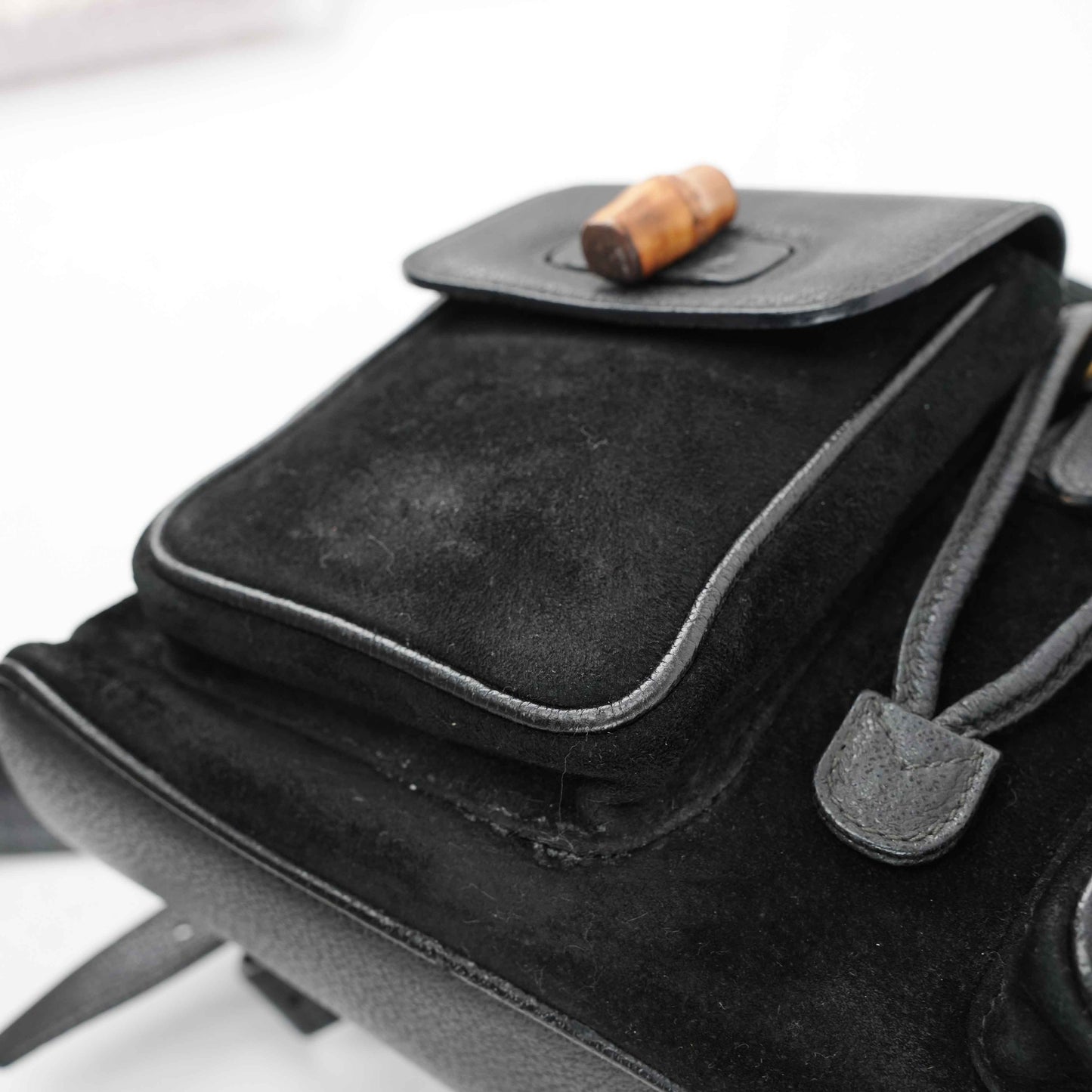 Gucci Vintage Bamboo/Leather & Suede Backpack in Black