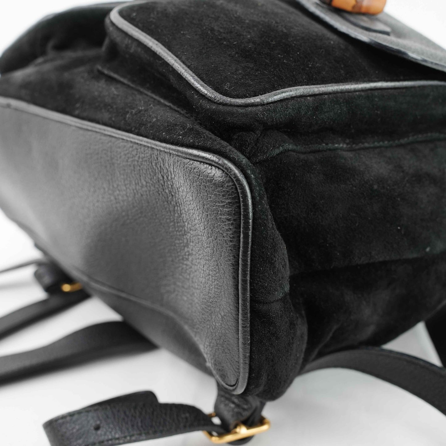 Gucci Vintage Bamboo/Leather & Suede Backpack in Black
