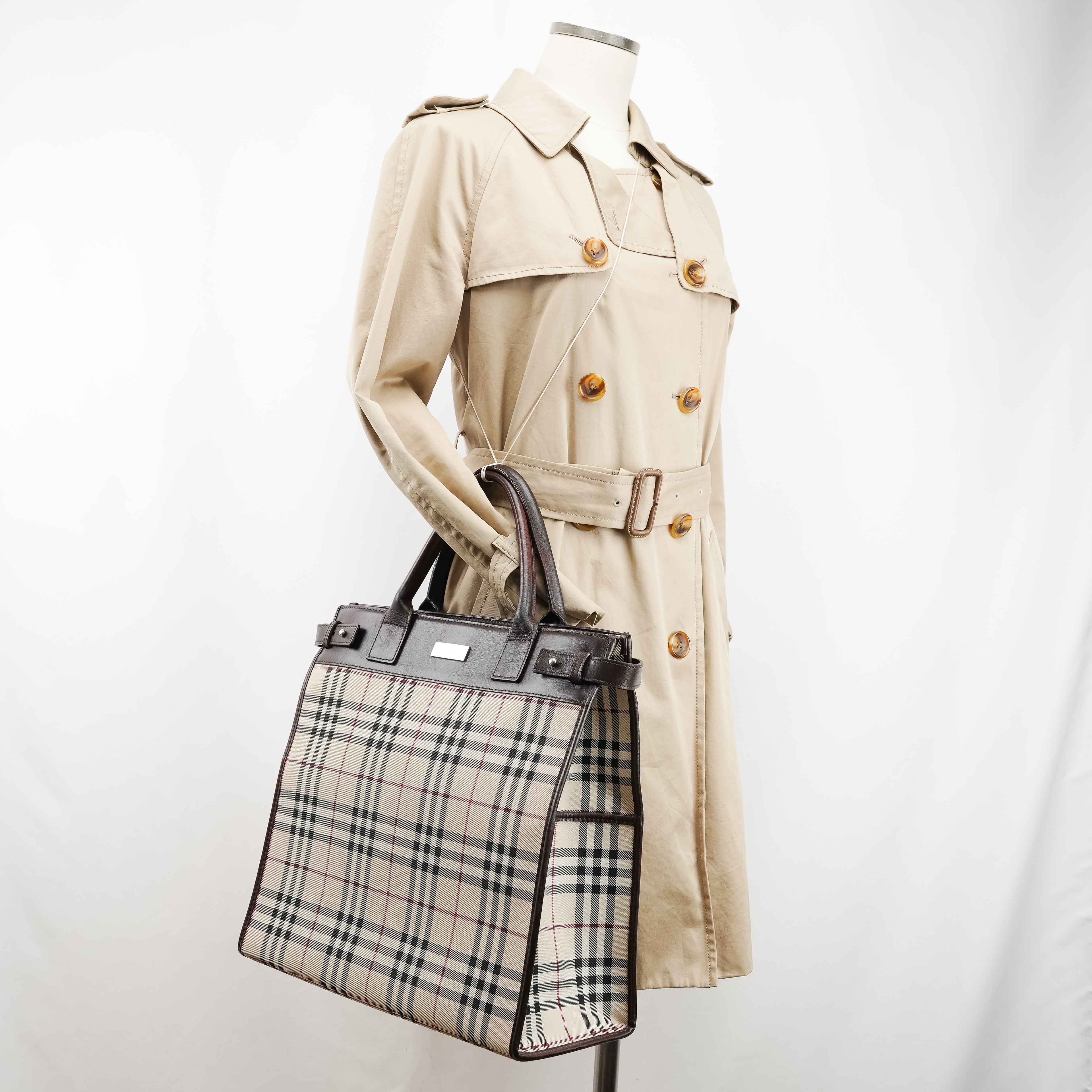 Burberry Nova Check Canvas & Leather Tote Bag – Brown – Connect
