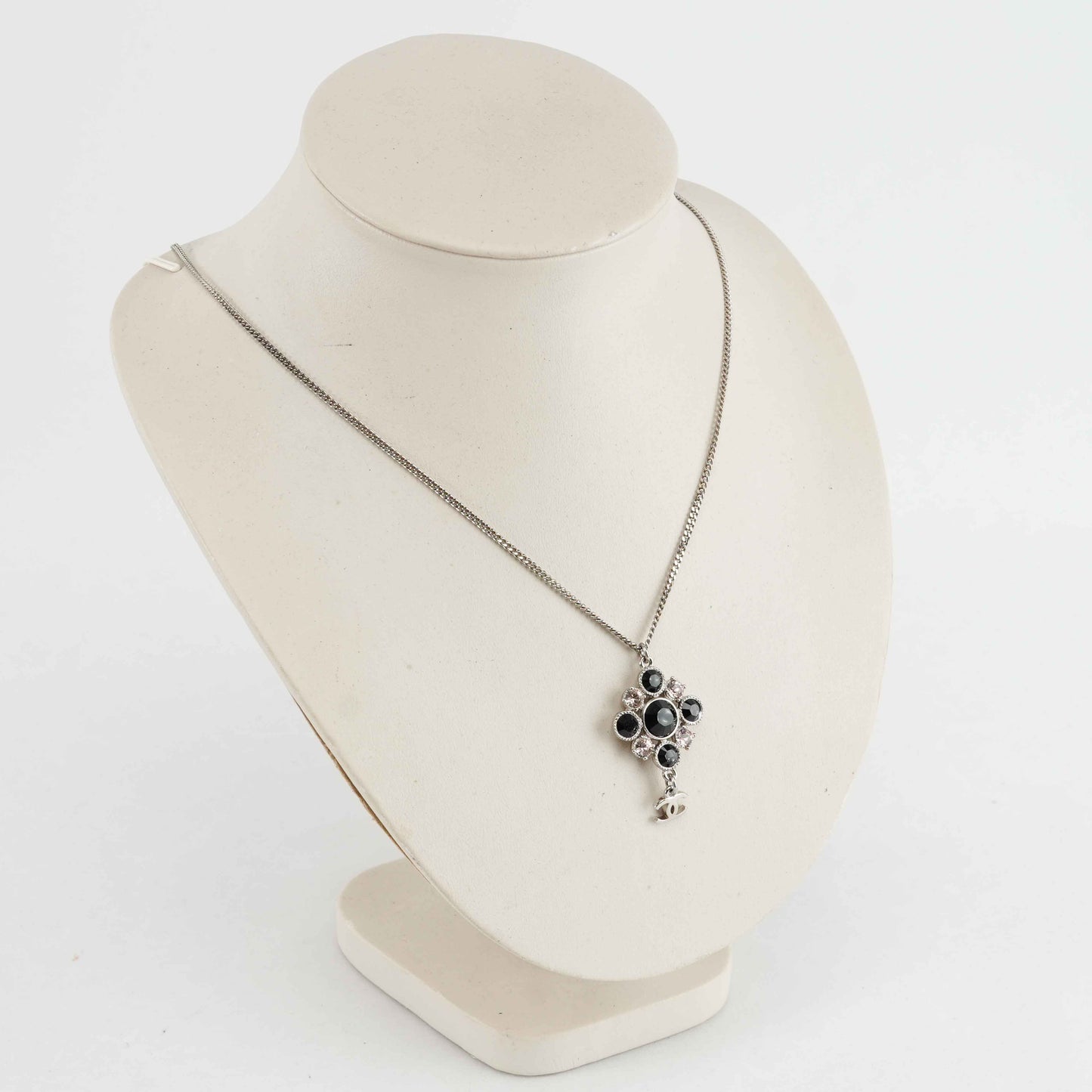 Chanel Crystal Camellia Pendant Necklace – Silver-Tone