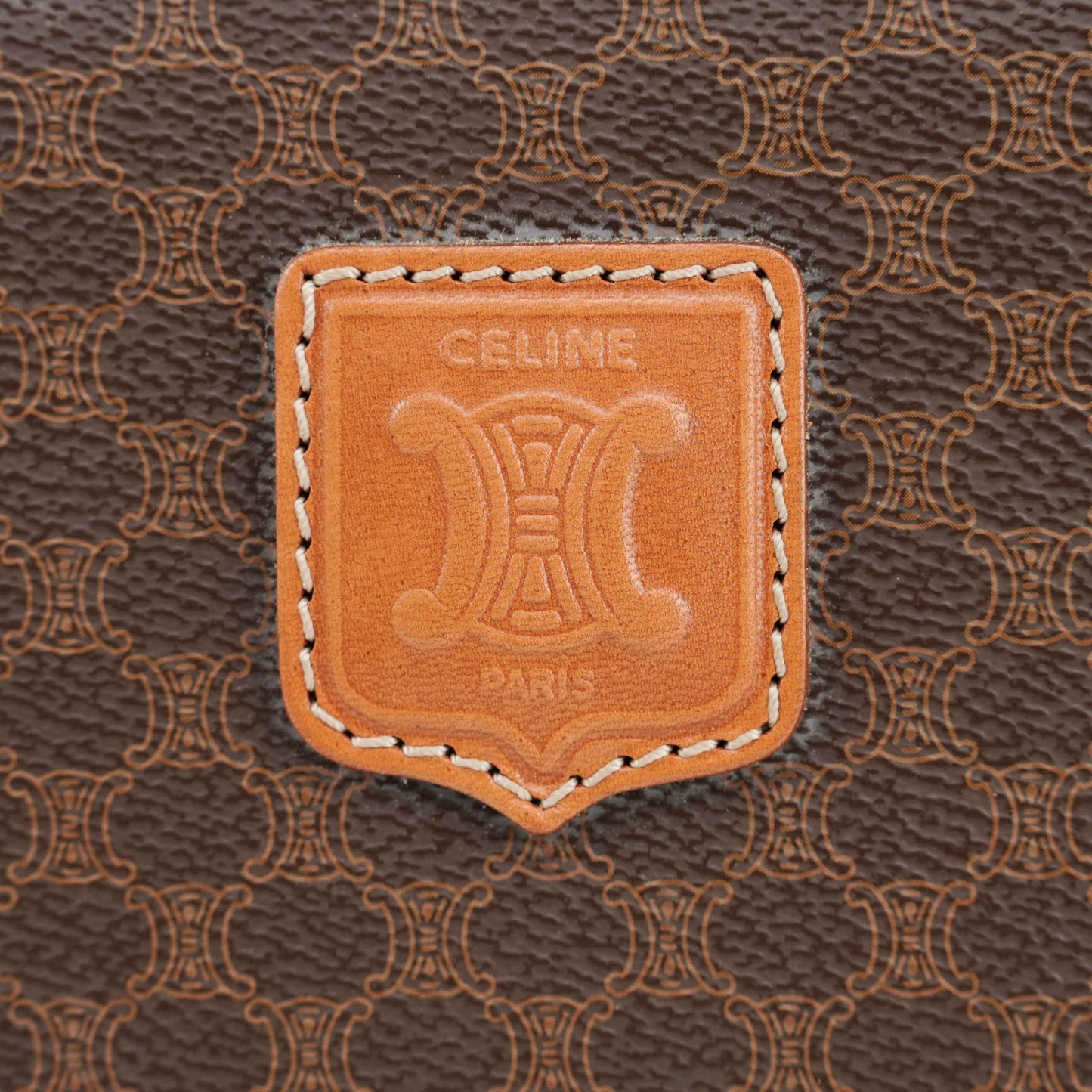 Céline Macadam Coated Canvas Briefcase in Brown and Tan Leather