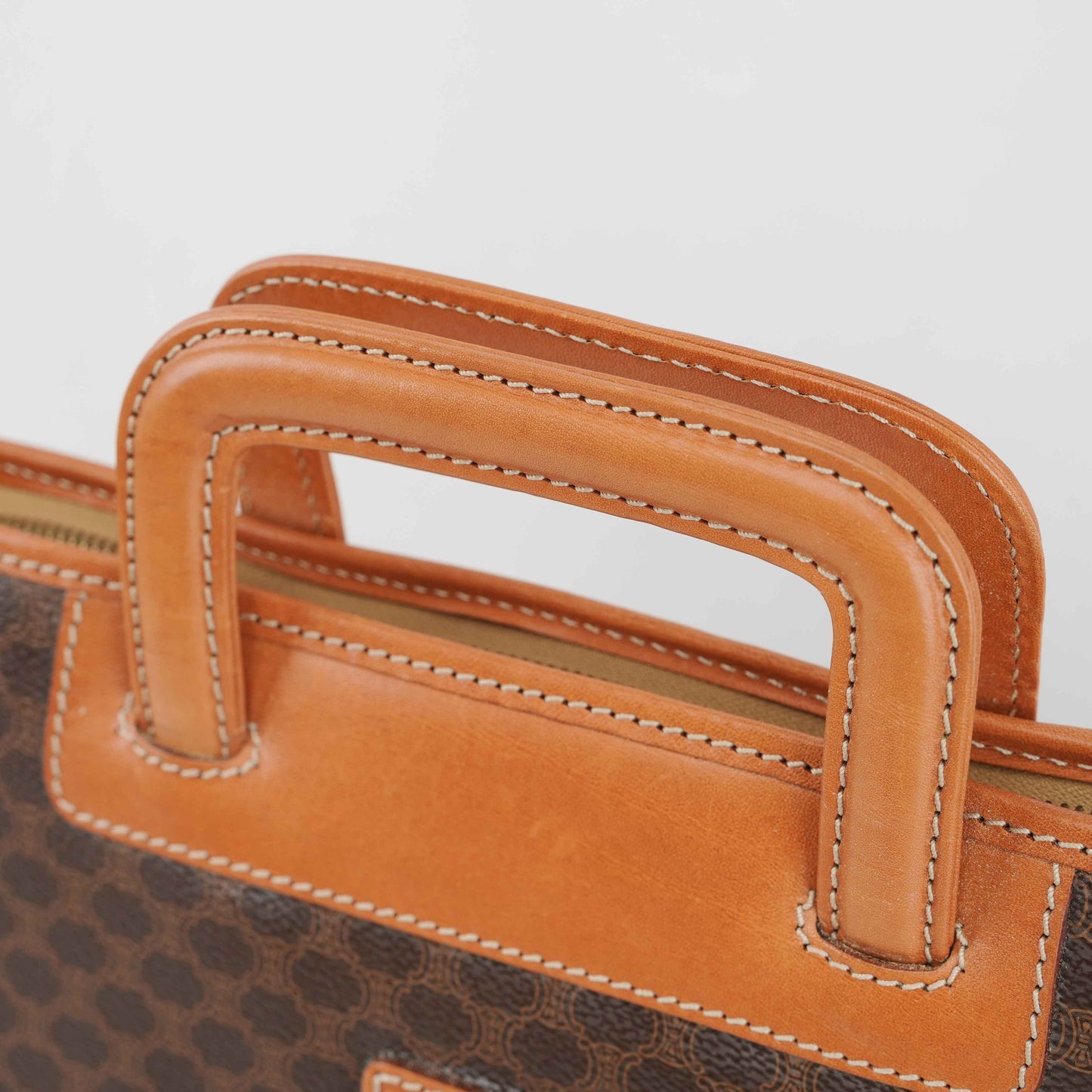 Céline Macadam Coated Canvas Briefcase in Brown and Tan Leather