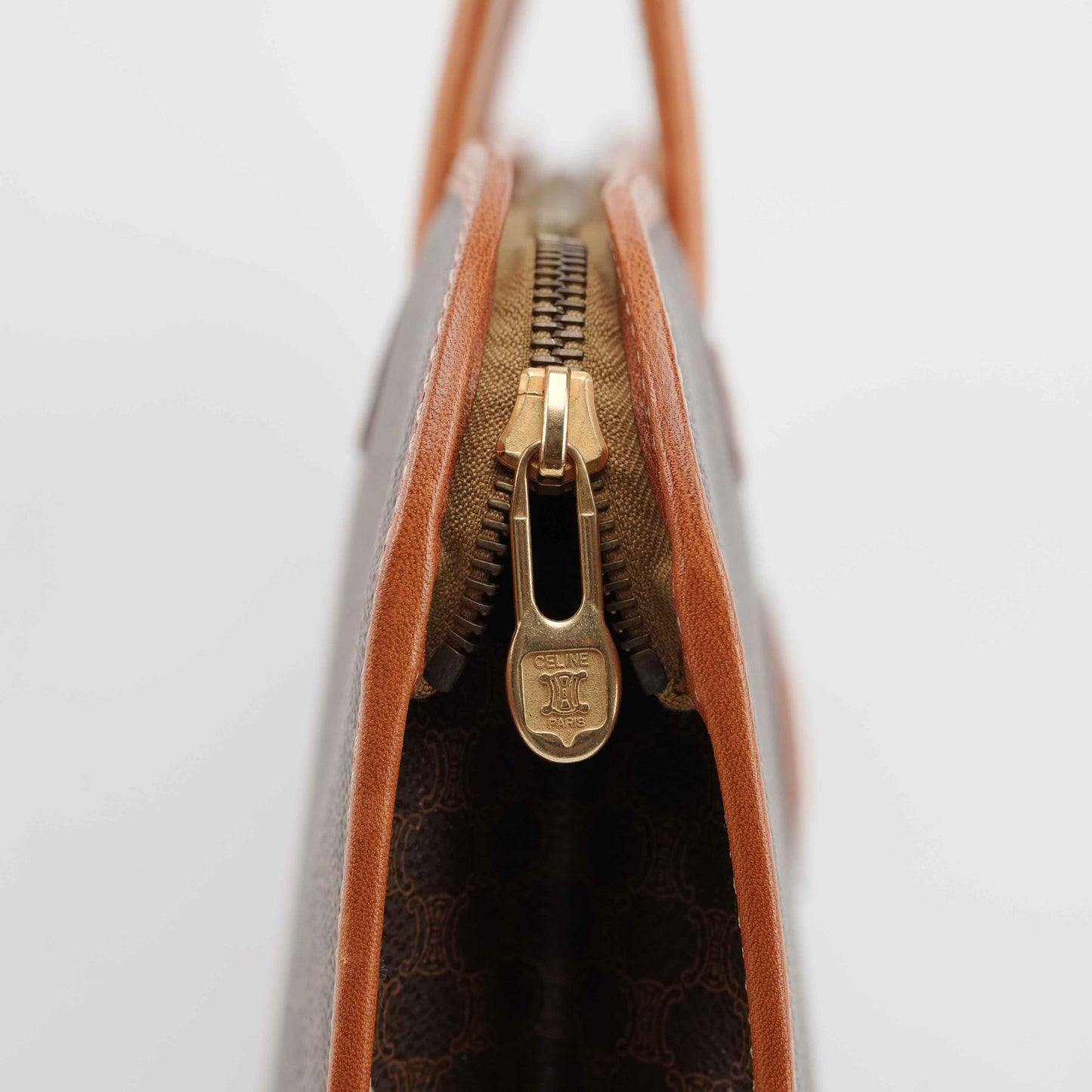 Céline Macadam Coated Canvas Briefcase in Brown and Tan Leather