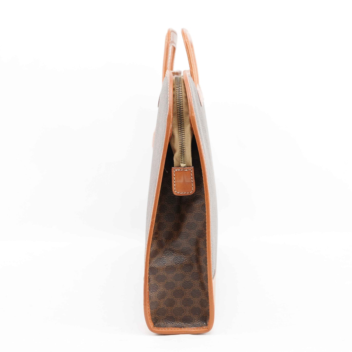 Céline Macadam Coated Canvas Briefcase in Brown and Tan Leather