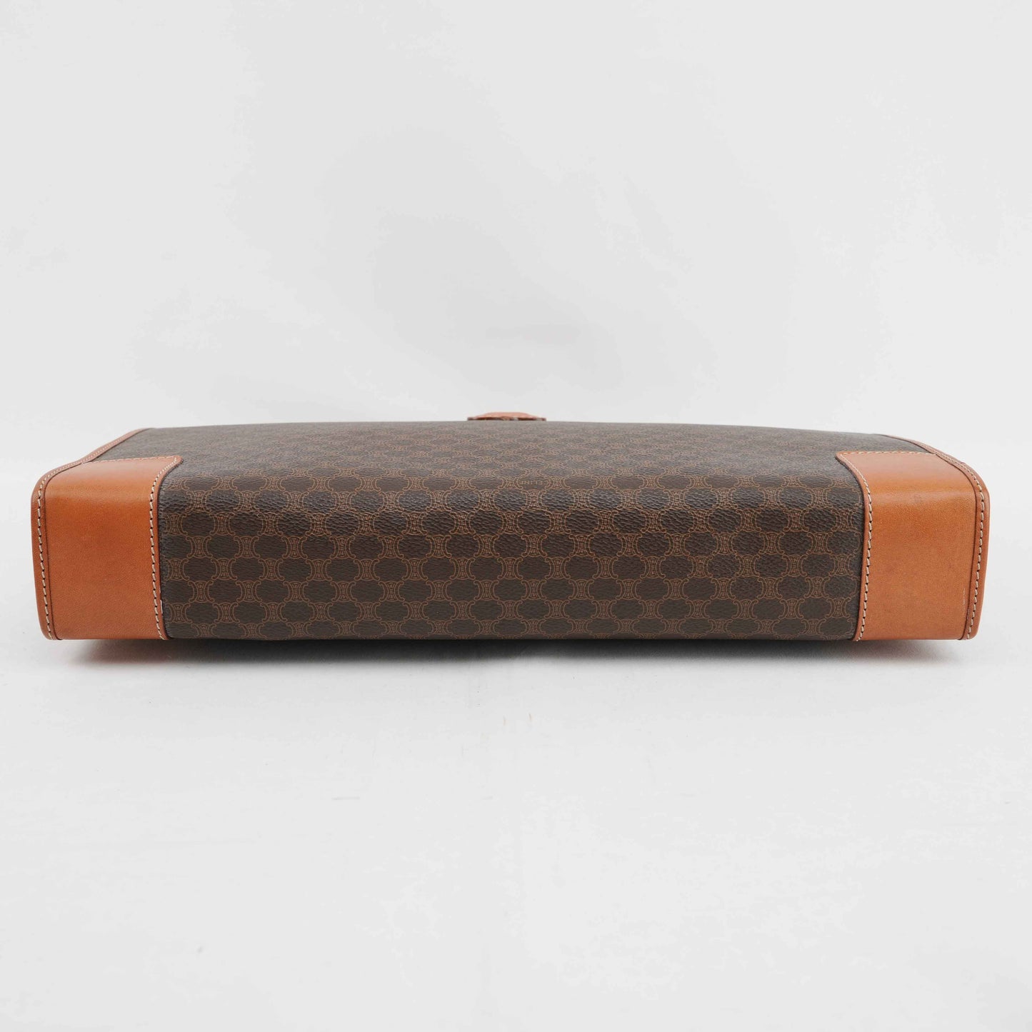 Céline Macadam Coated Canvas Briefcase in Brown and Tan Leather