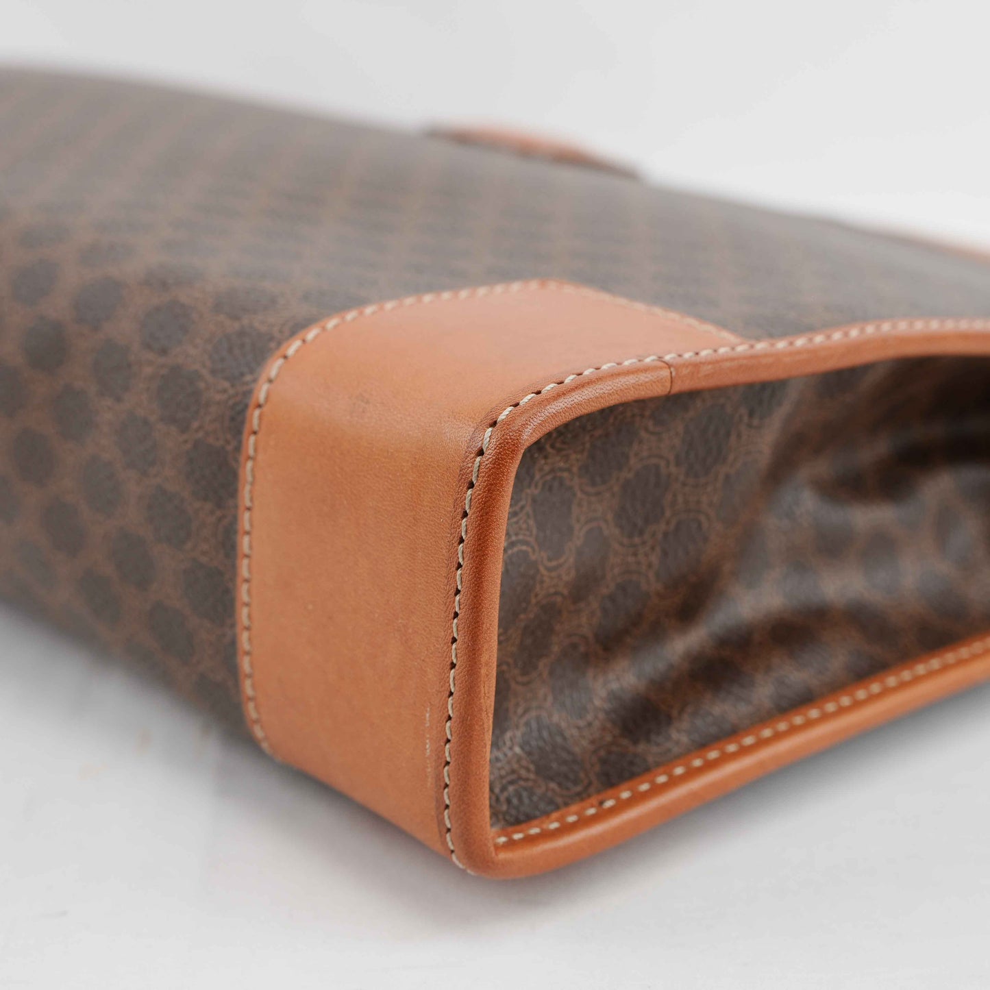 Céline Macadam Coated Canvas Briefcase in Brown and Tan Leather