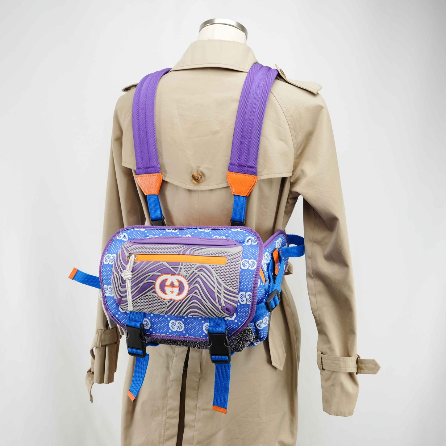 Gucci GG Multicolor Outdoor Technical Canvas Backpack/Body bag – Blue/Purple/Orange