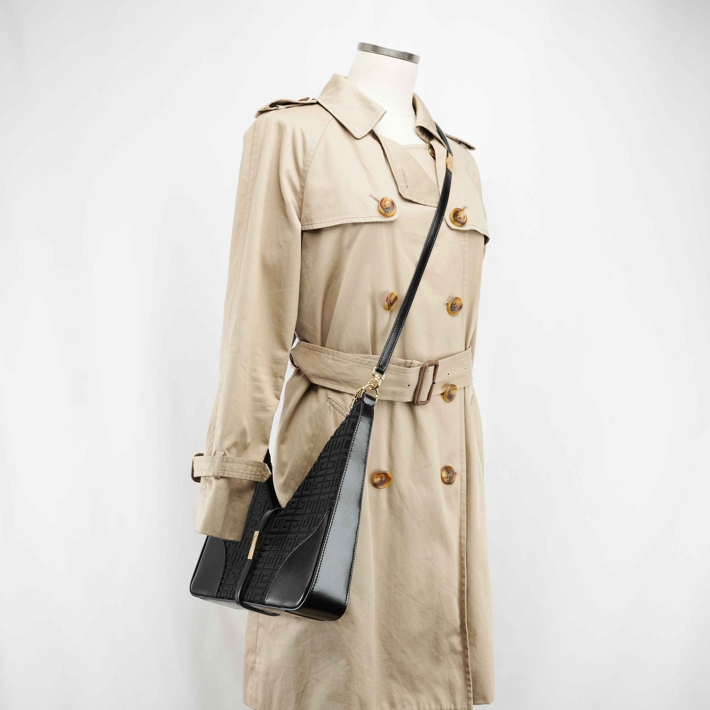 Givenchy Cut Out 4G Monogram Crossbody Bag in Black Canvas and Leather