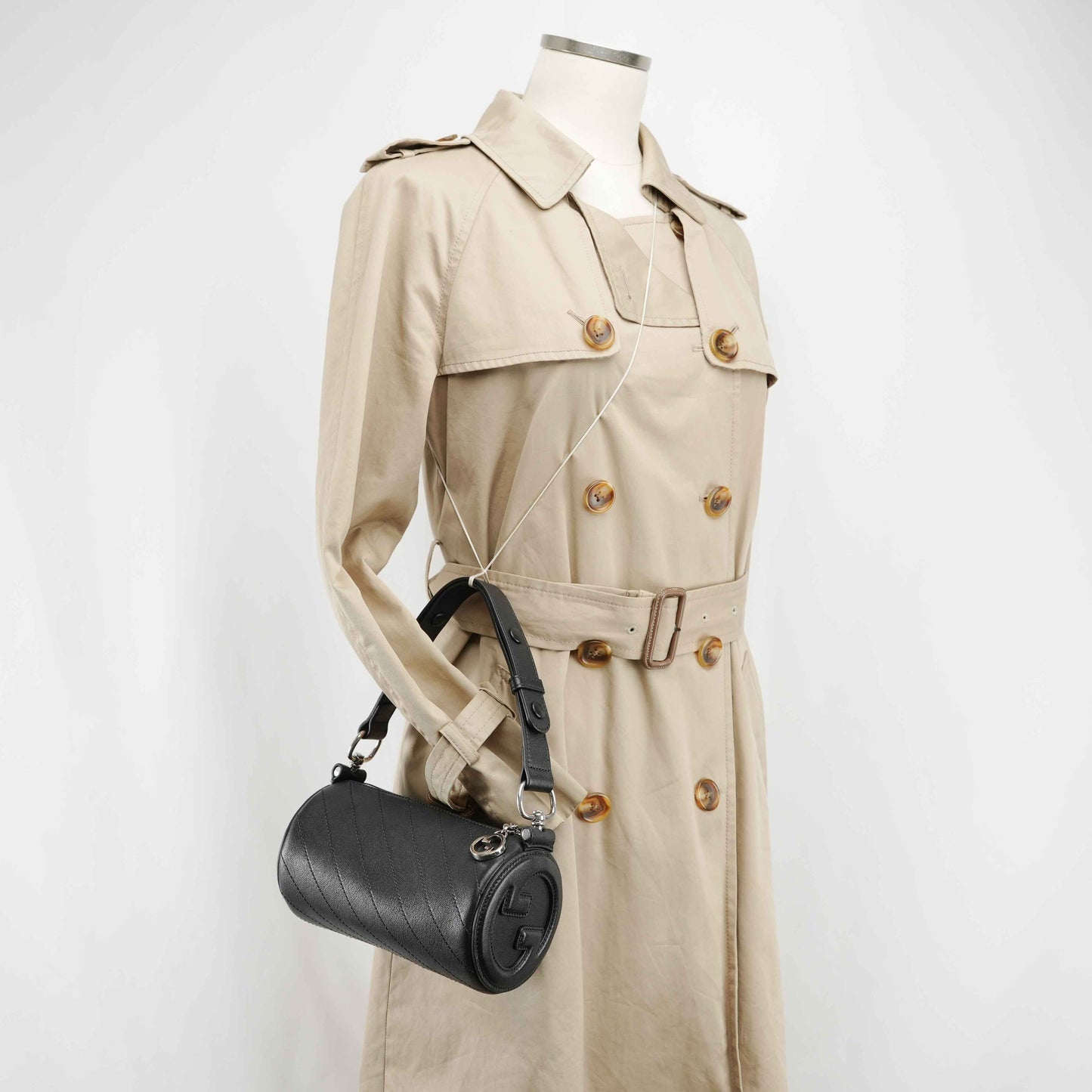 Gucci Blondie Mini Barrel Bag in Black Leather