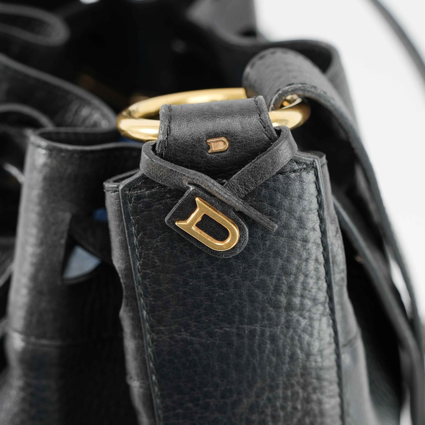 Delvaux Le Sac Seau Drawstring Bucket Bag in Black Taurillon Leather