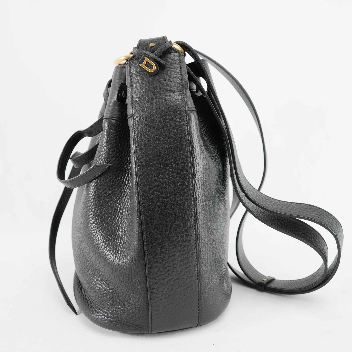 Delvaux Le Sac Seau Drawstring Bucket Bag in Black Taurillon Leather